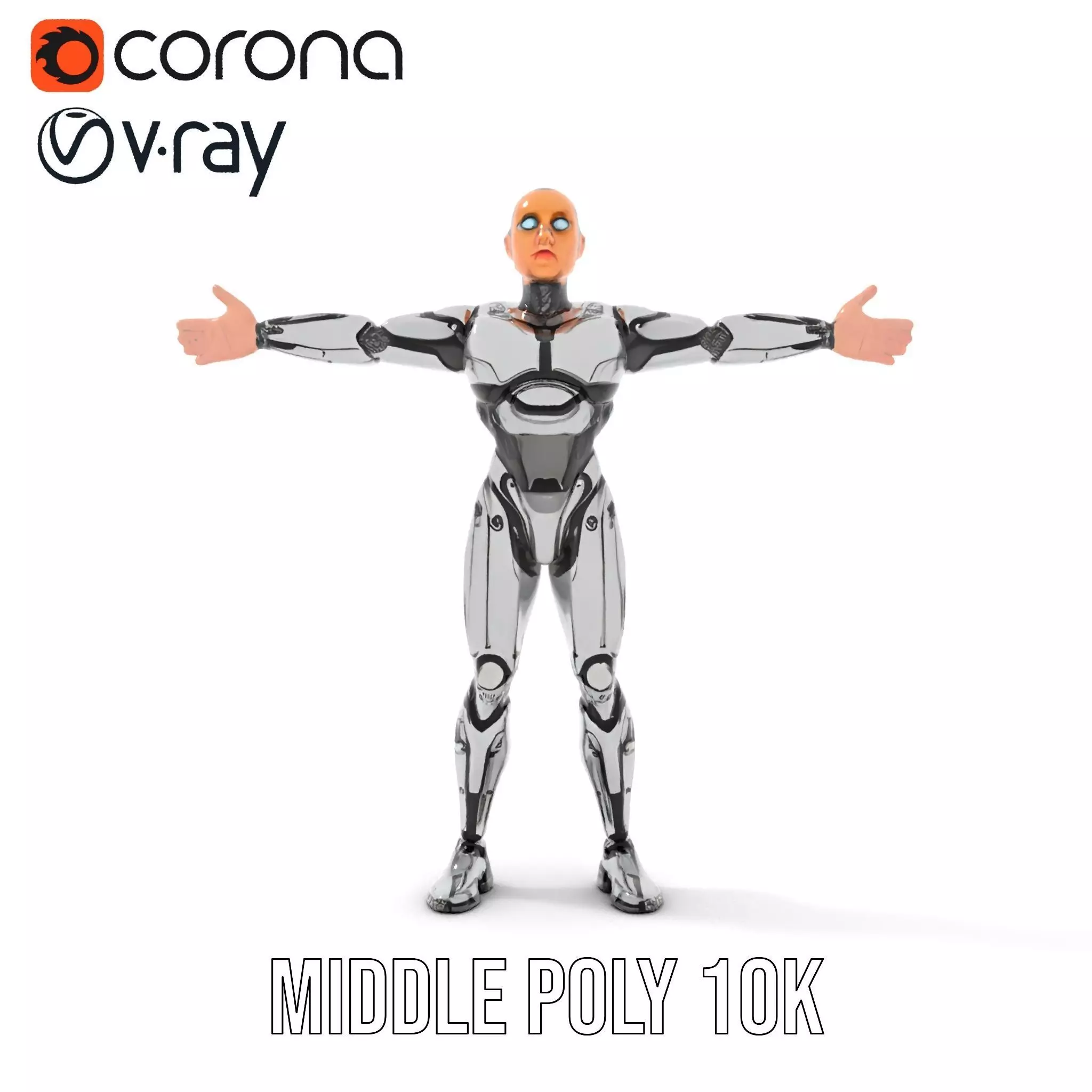 Futuristic Humanoid Robot Model Pack Low-poly 3D model_5