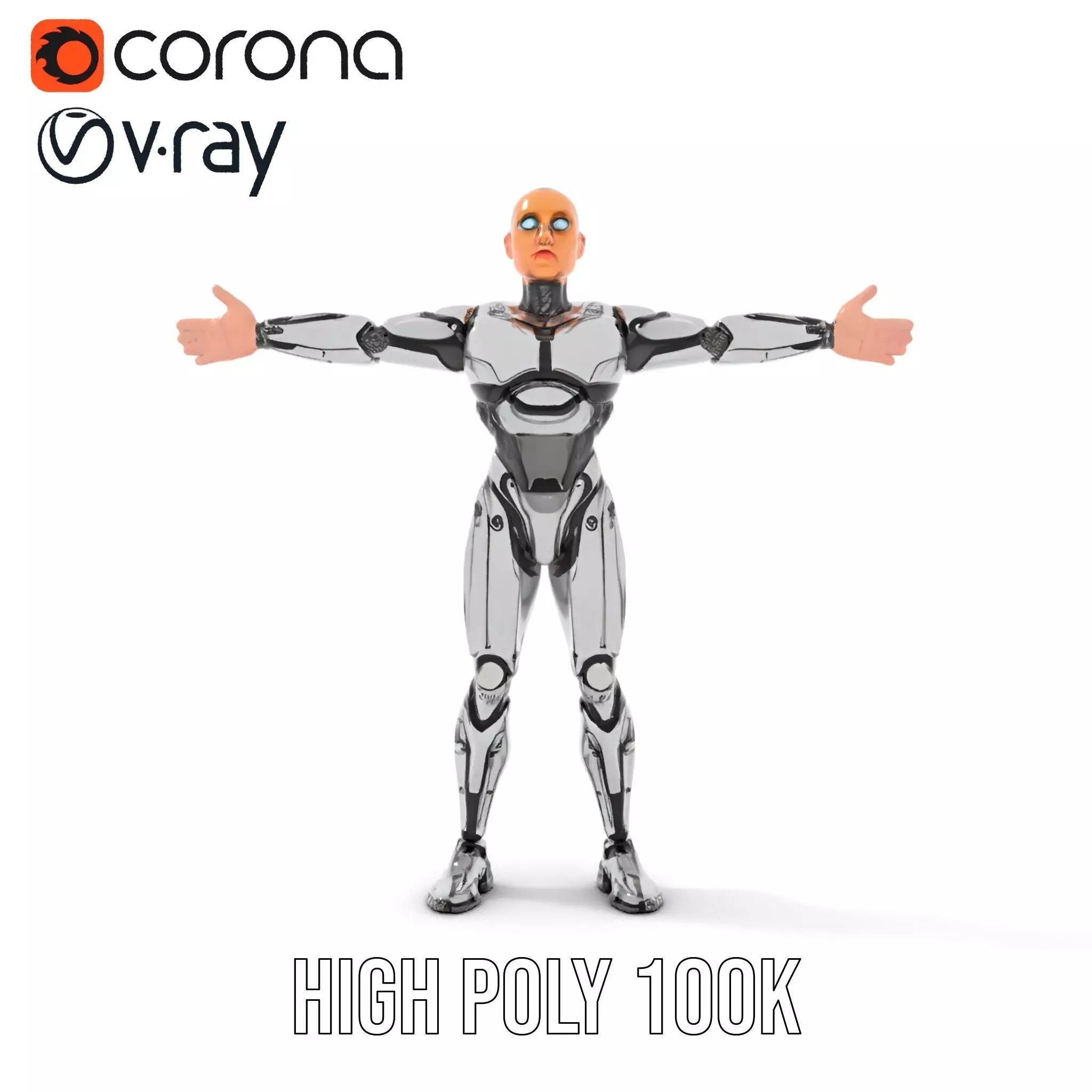 Futuristic Humanoid Robot Model Pack Low-poly 3D model_20