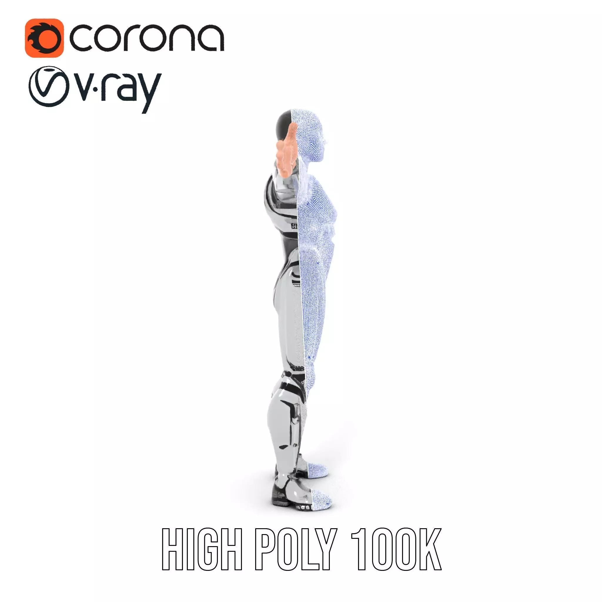 Futuristic Humanoid Robot Model Pack Low-poly 3D model_34