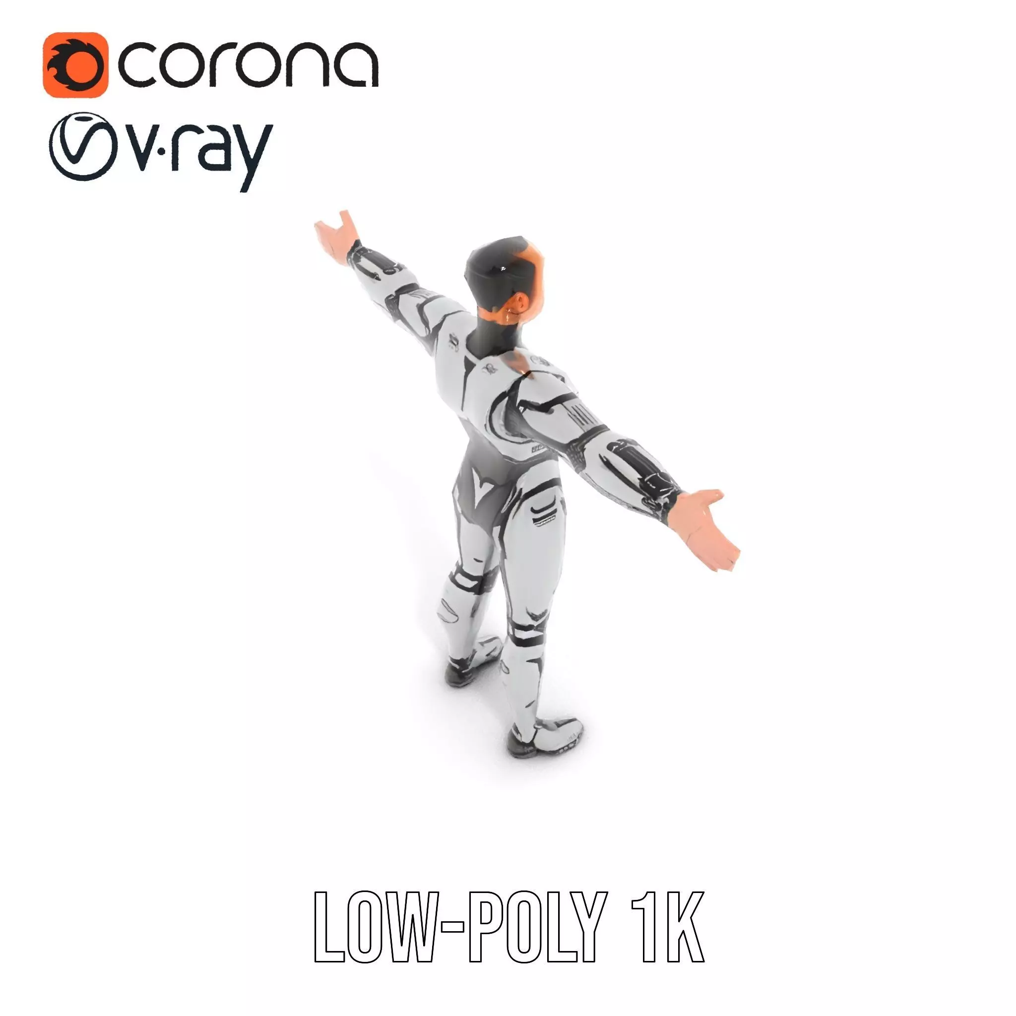 Futuristic Humanoid Robot Model Pack Low-poly 3D model_13