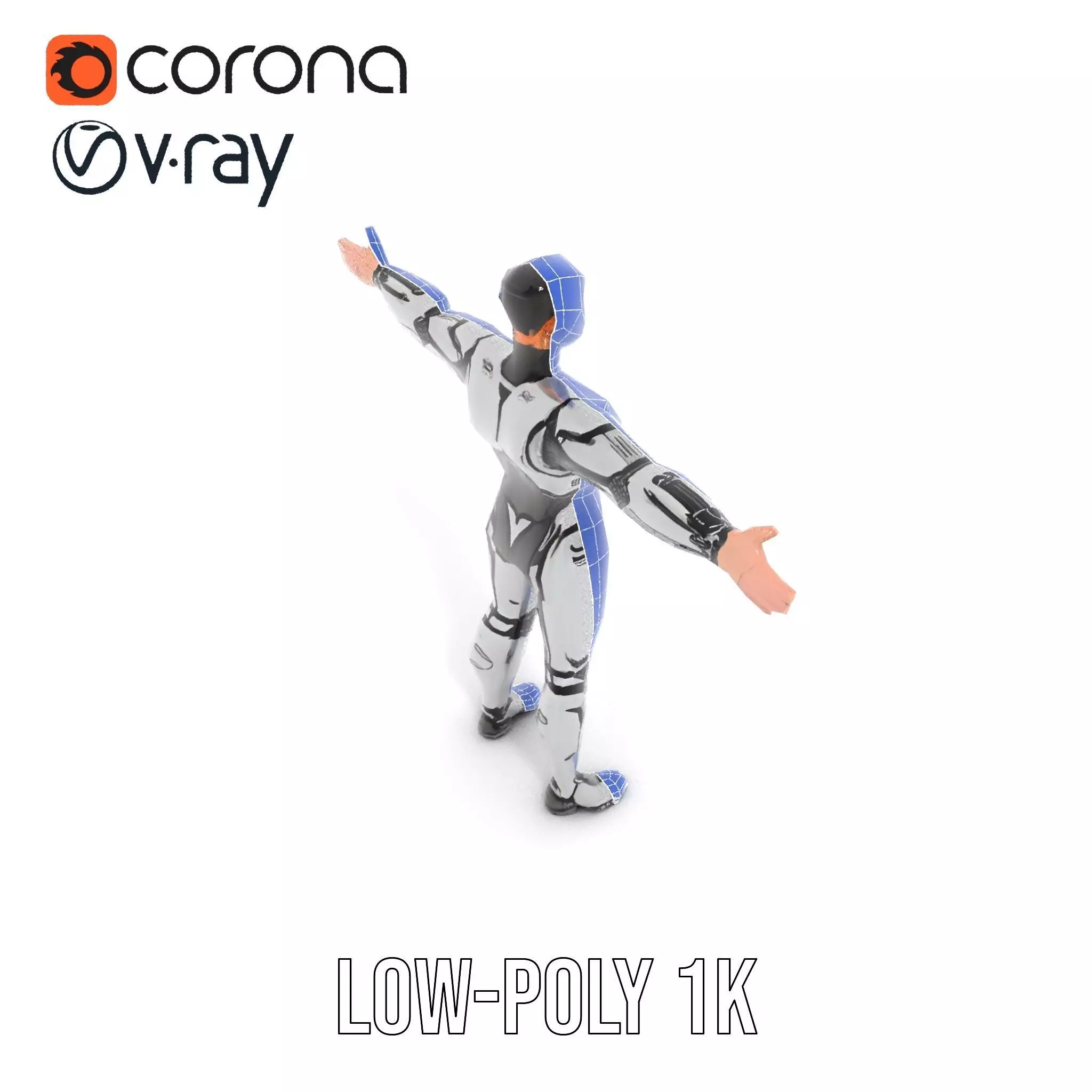 Futuristic Humanoid Robot Model Pack Low-poly 3D model_30