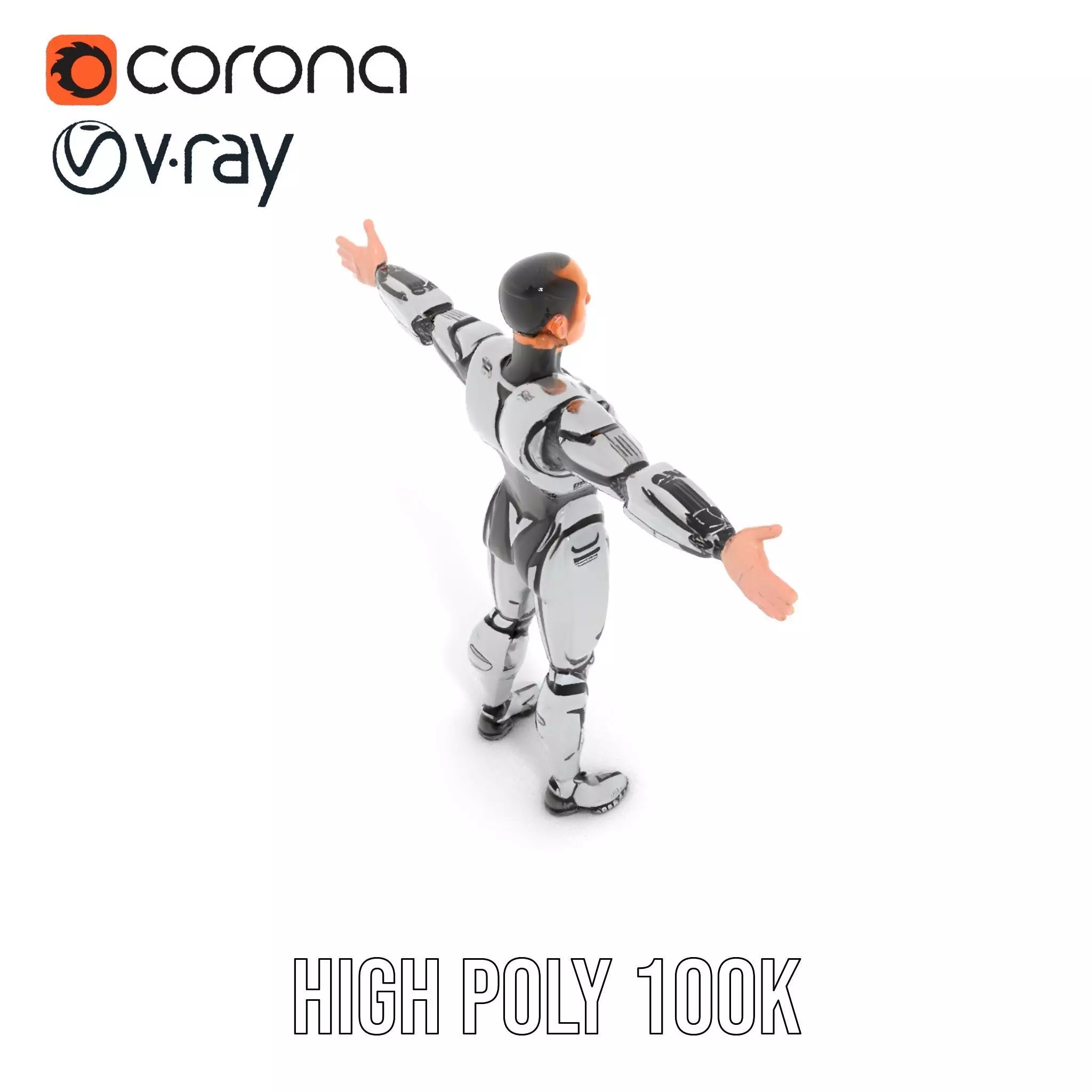 Futuristic Humanoid Robot Model Pack Low-poly 3D model_9