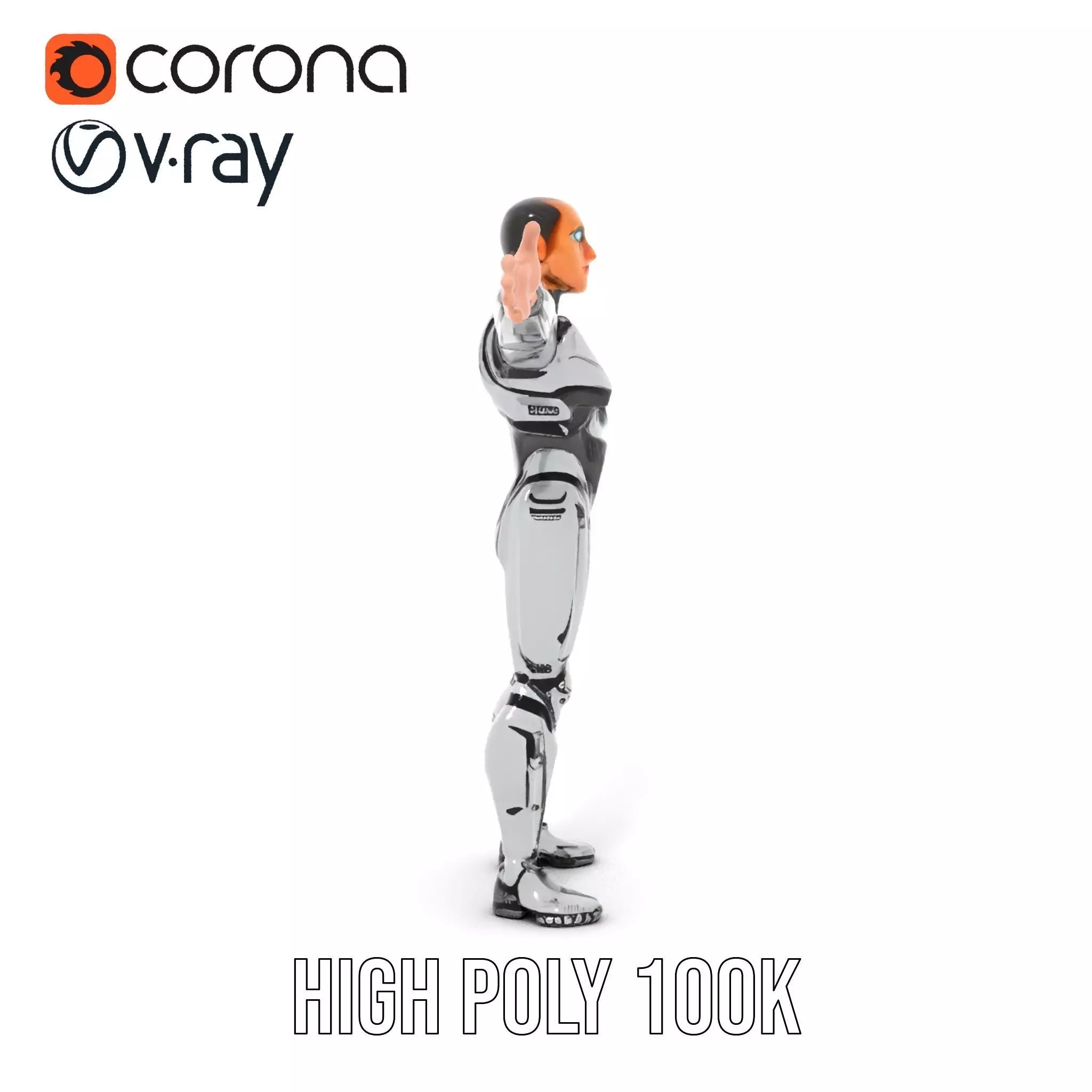 Futuristic Humanoid Robot Model Pack Low-poly 3D model_23