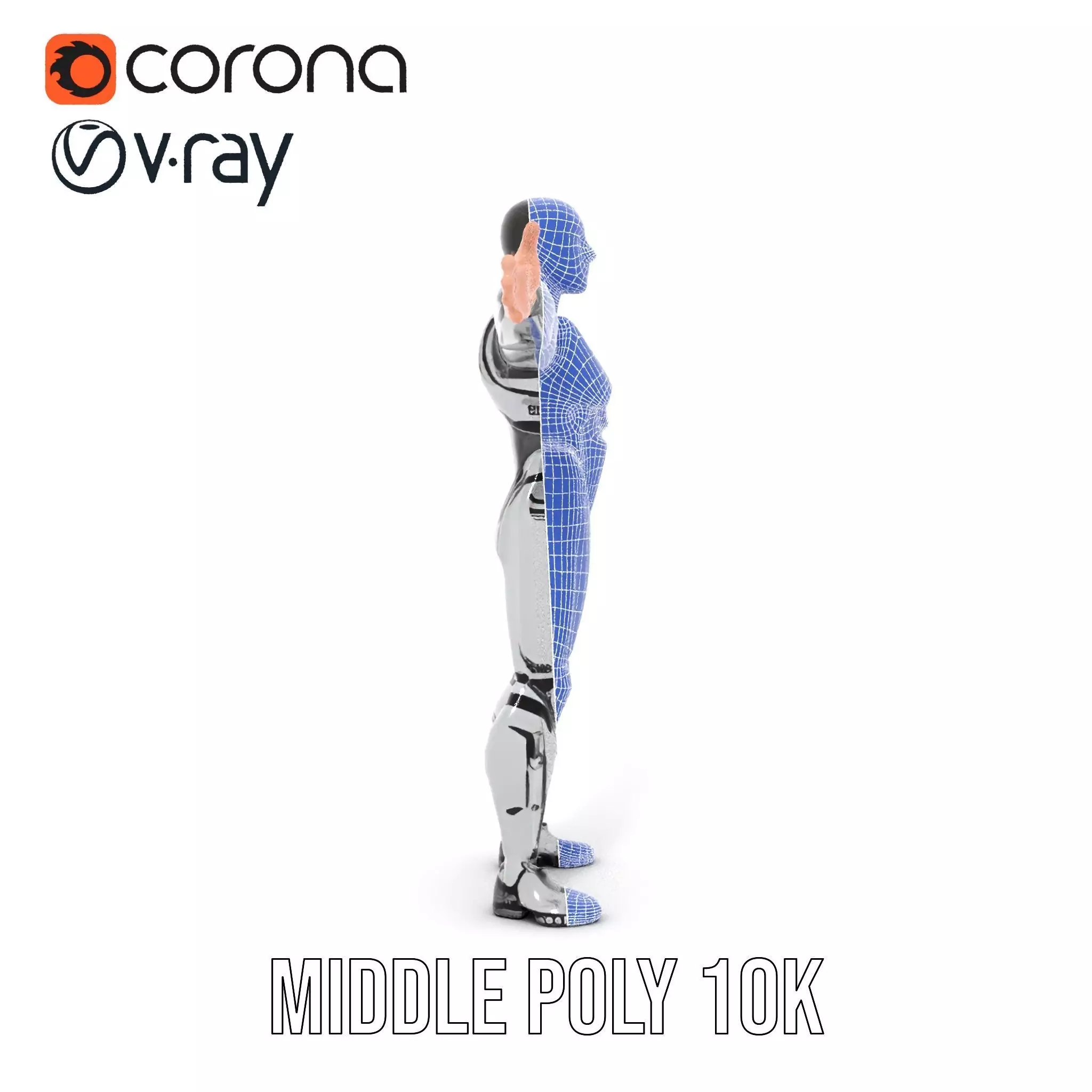 Futuristic Humanoid Robot Model Pack Low-poly 3D model_29