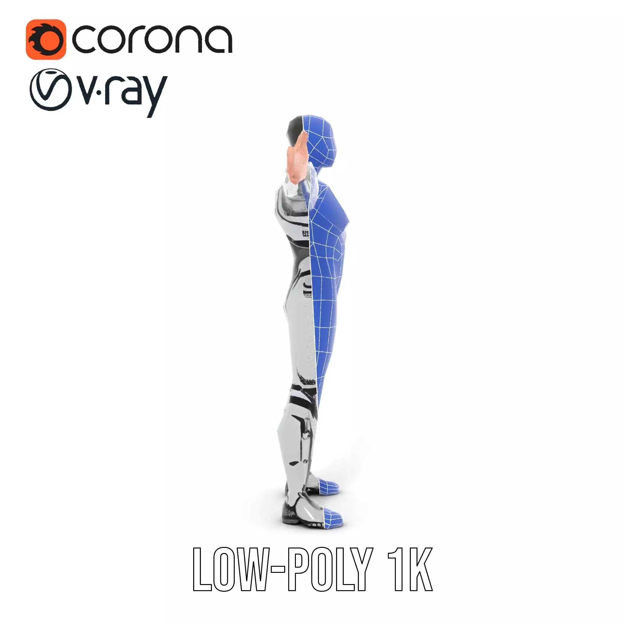 Futuristic Humanoid Robot Model Pack Low-poly 3D model_16