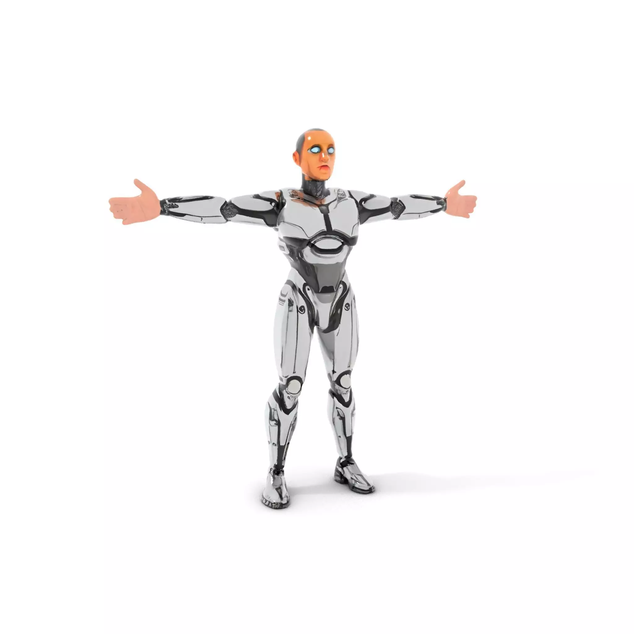 Futuristic Humanoid Robot Model Pack Low-poly 3D model_10
