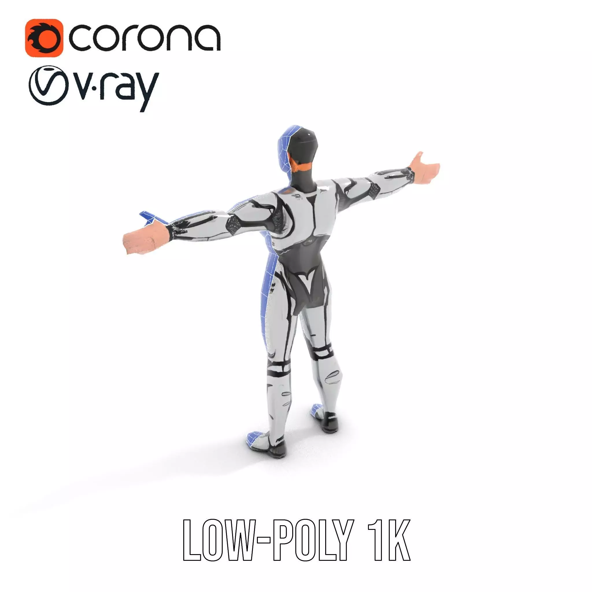 Futuristic Humanoid Robot Model Pack Low-poly 3D model_22