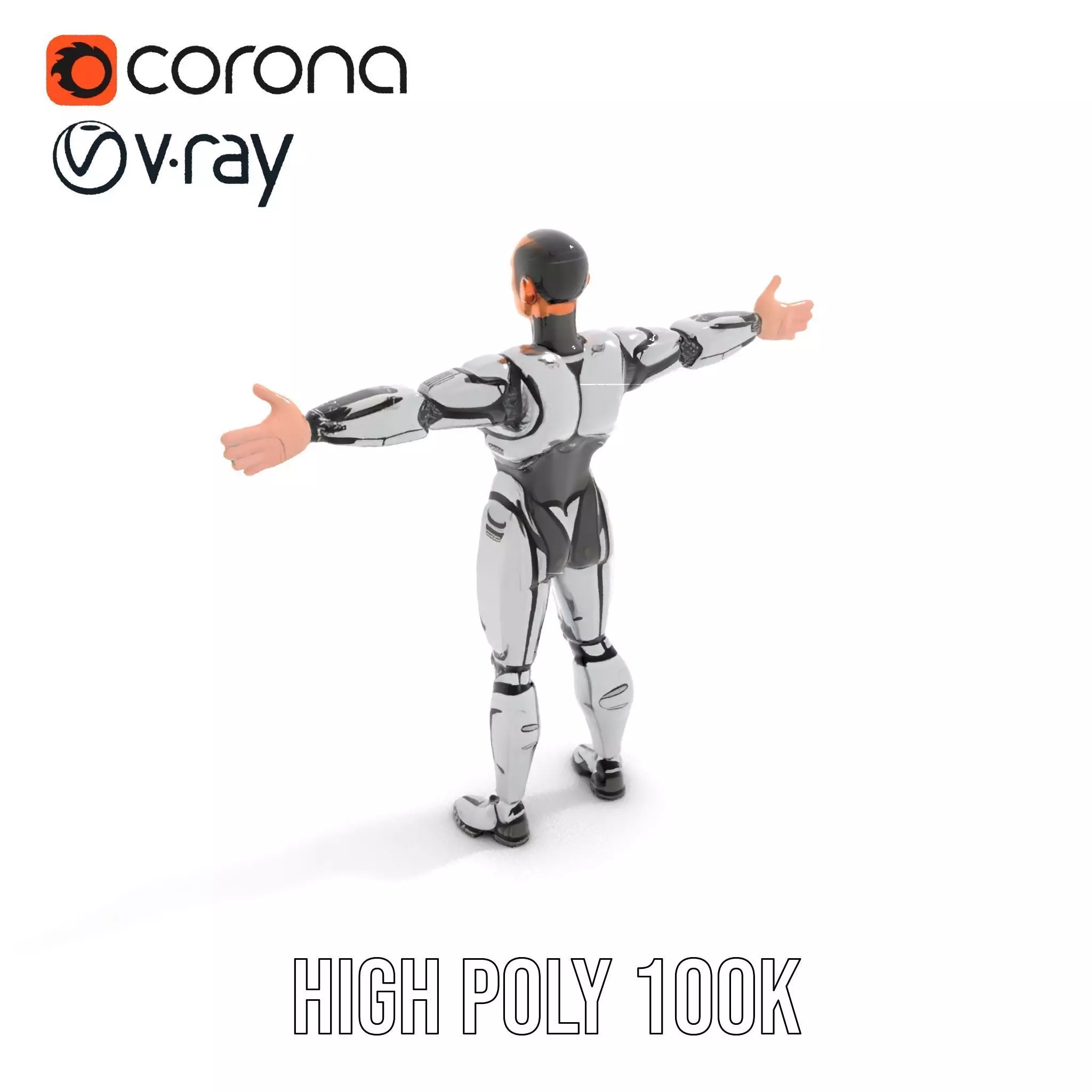 Futuristic Humanoid Robot Model Pack Low-poly 3D model_14