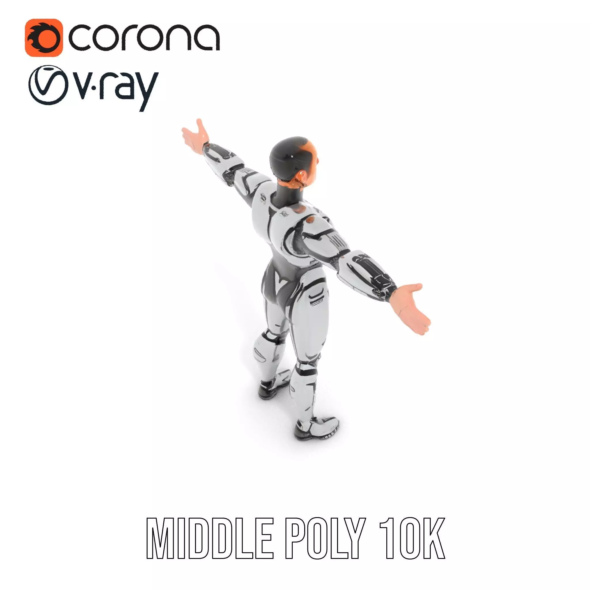 Futuristic Humanoid Robot Model Pack Low-poly 3D model_6