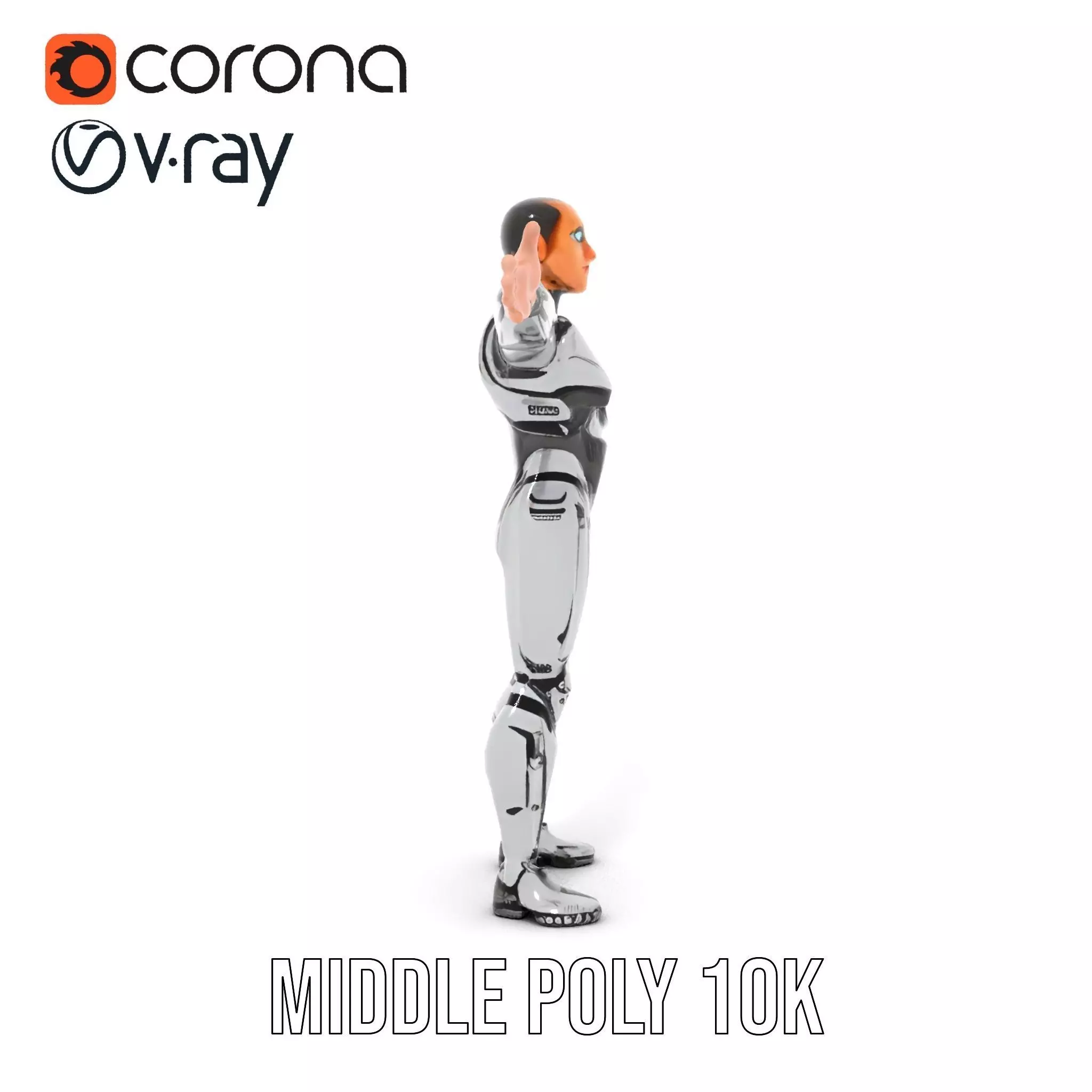 Futuristic Humanoid Robot Model Pack Low-poly 3D model_15