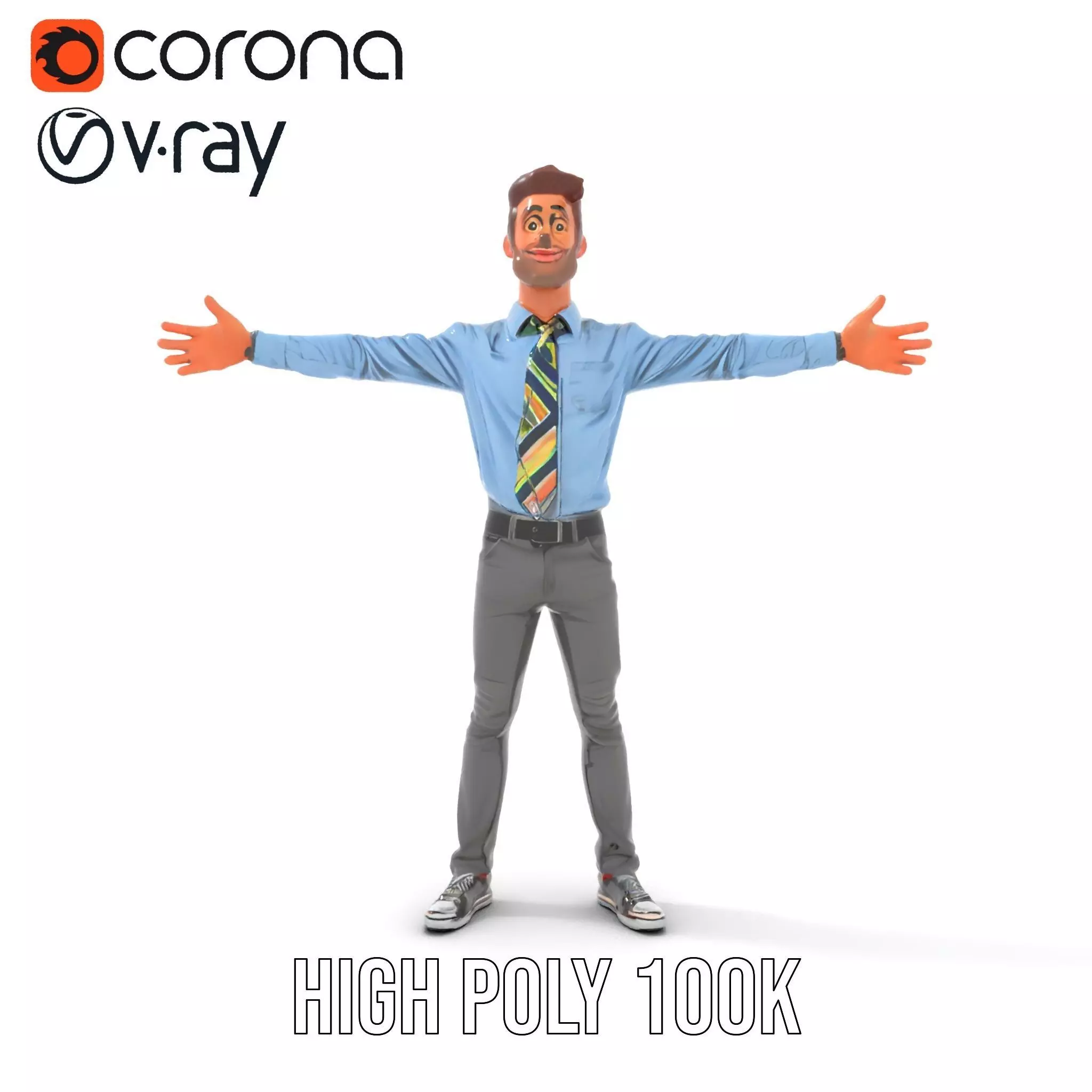 Cartoon Businessman Character Model Pack Low-poly 3D model_14