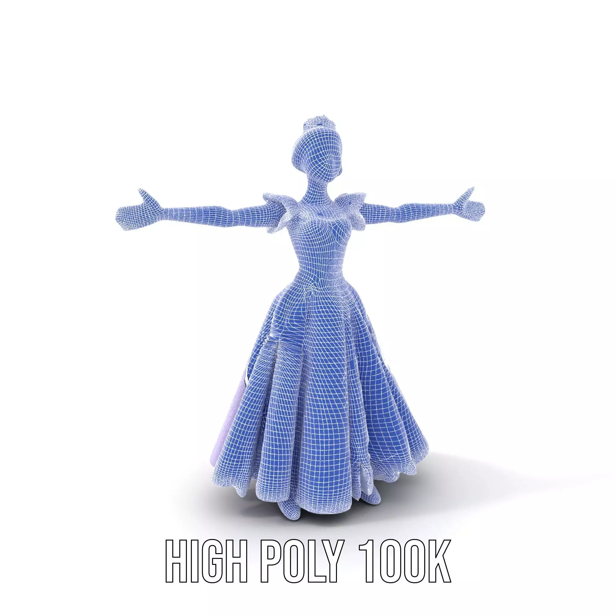 Princess Character Model Pack with Detailed Lavender Gown Low-poly 3D model_4