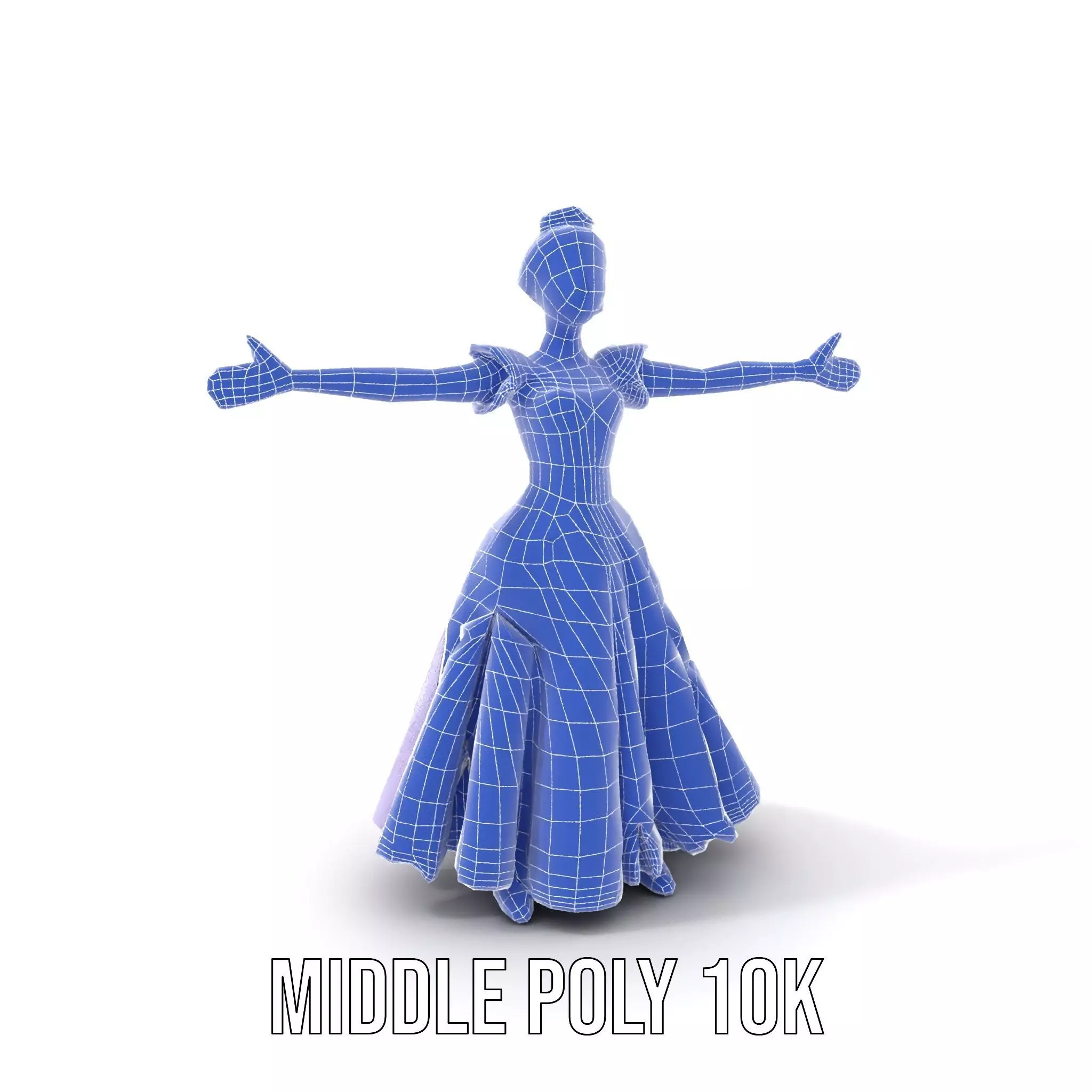 Princess Character Model Pack with Detailed Lavender Gown Low-poly 3D model_10