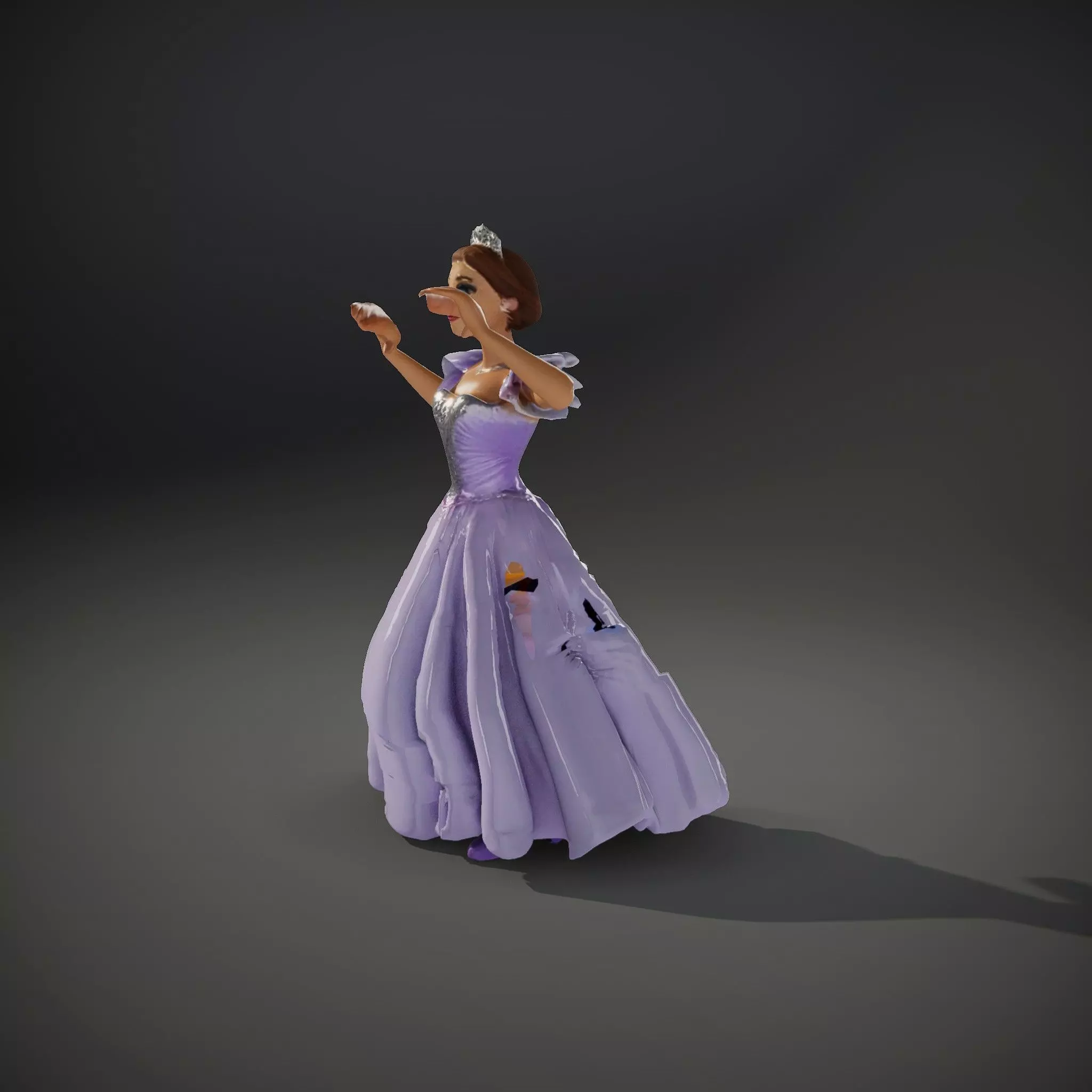Princess Character Model Pack with Detailed Lavender Gown Low-poly 3D model_34