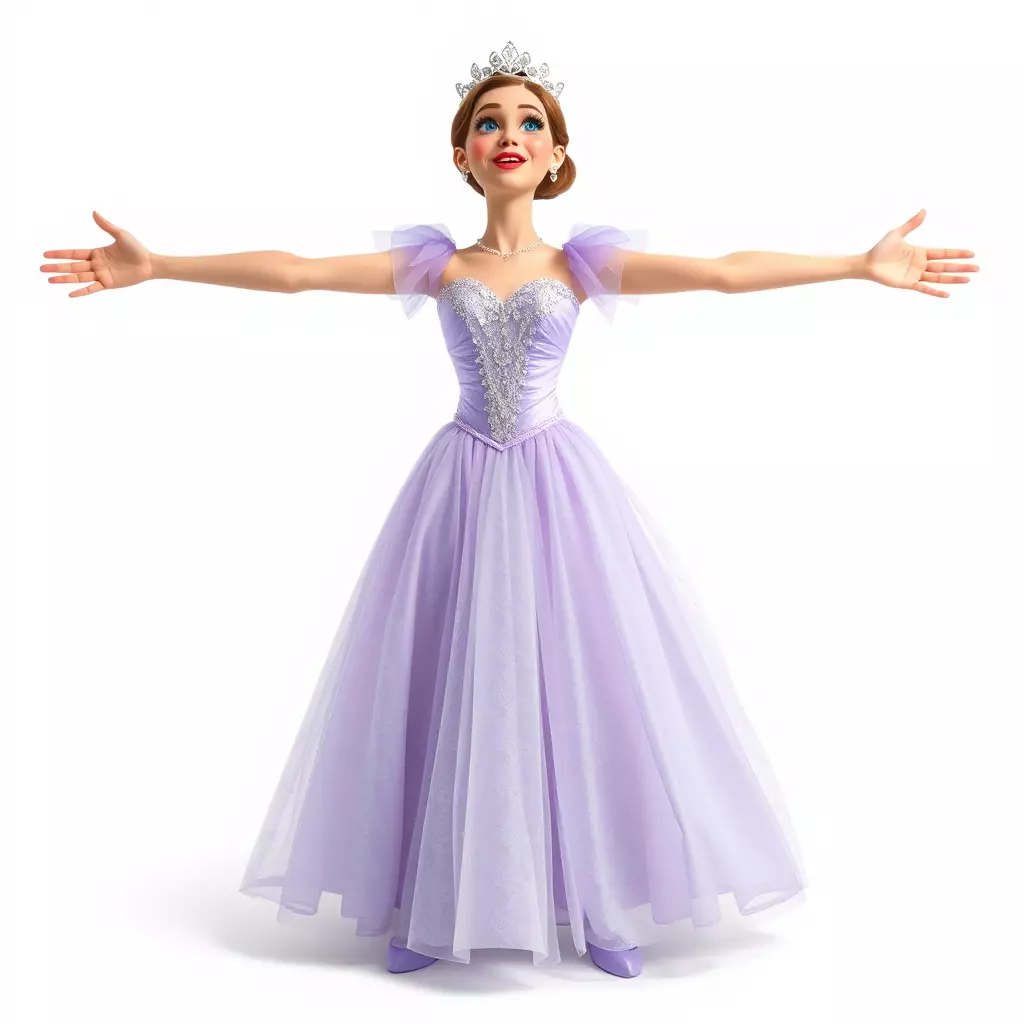 Princess Character Model Pack with Detailed Lavender Gown Low-poly 3D model_2