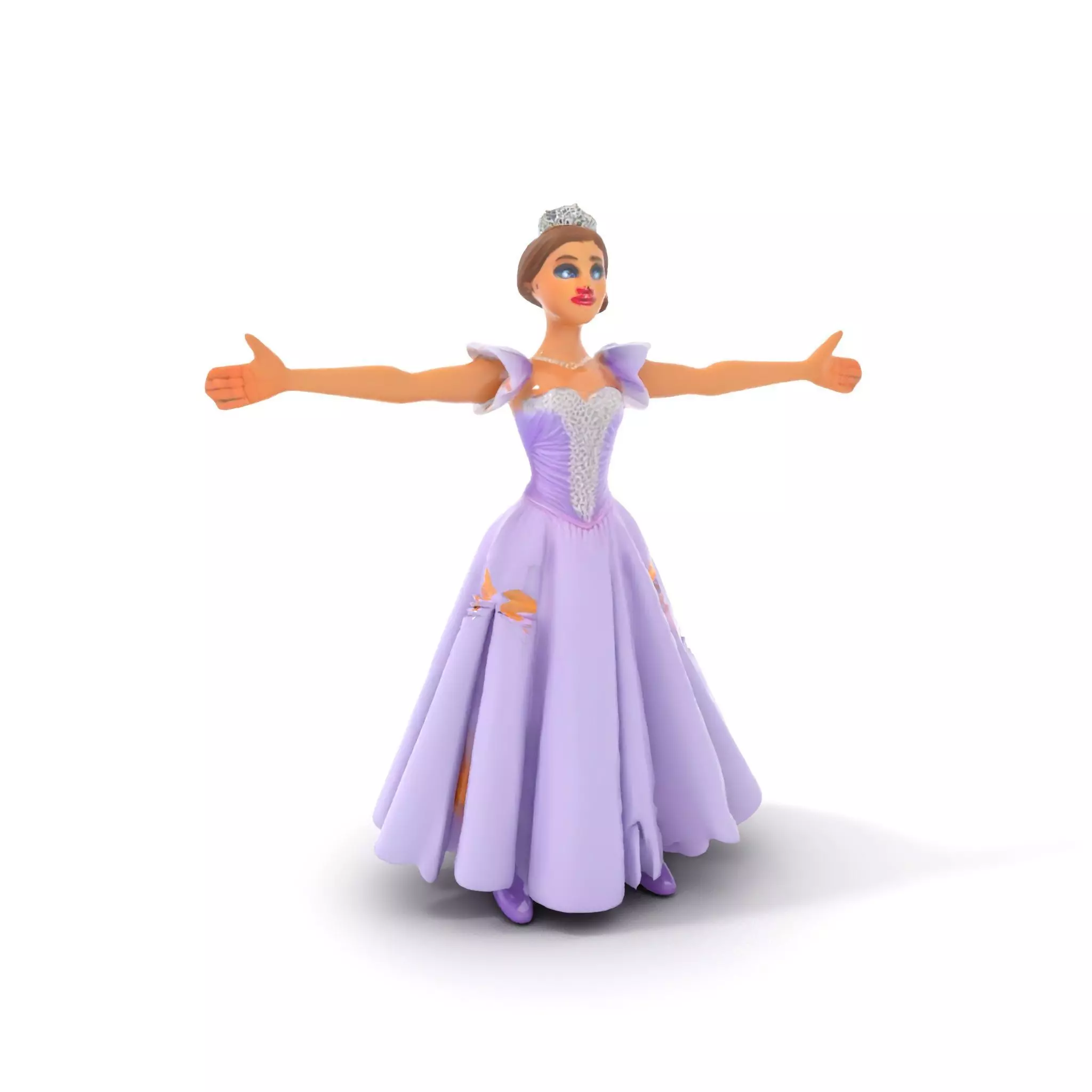 Princess Character Model Pack with Detailed Lavender Gown Low-poly 3D model_0
