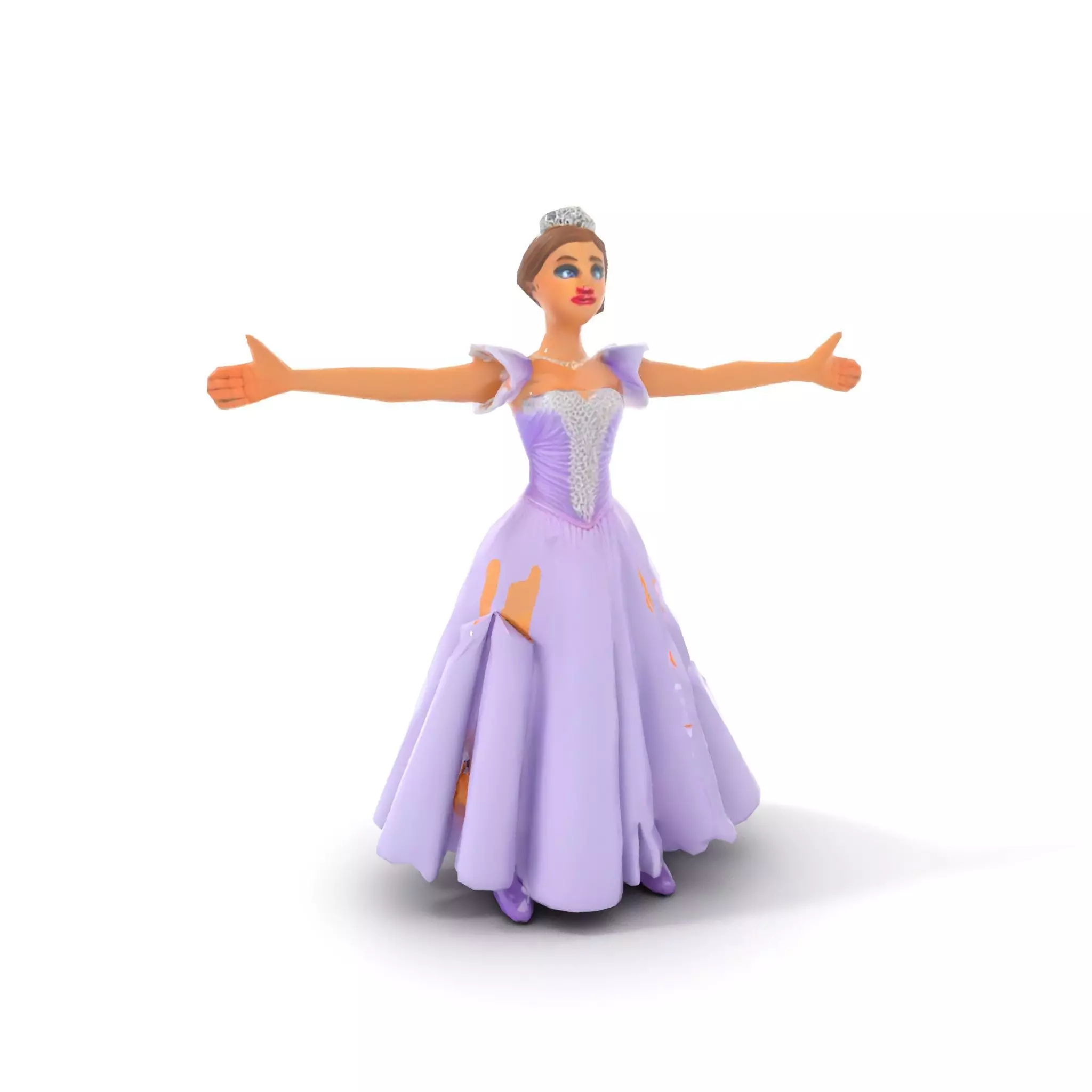 Princess Character Model Pack with Detailed Lavender Gown Low-poly 3D model_15