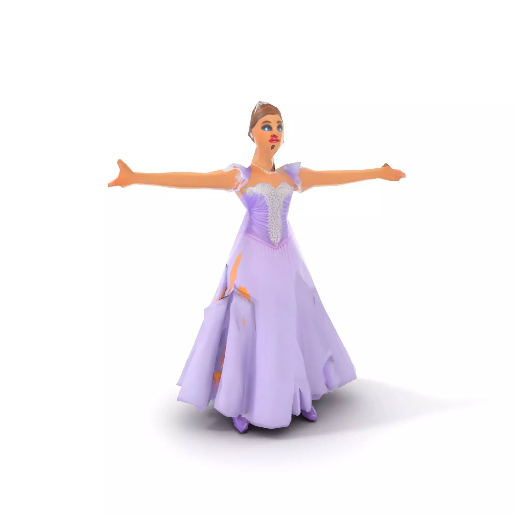 Princess Character Model Pack with Detailed Lavender Gown Low-poly 3D model_27