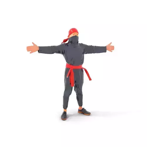 Ninja Character Model Pack with Red Accents Low-poly 3D model