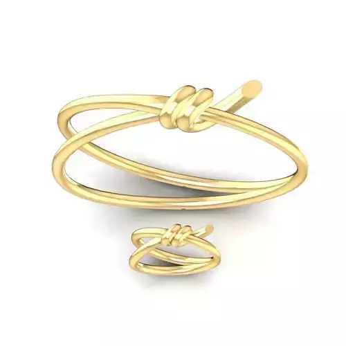 78a Set Minimalist Knot Wire Ring and Bangle