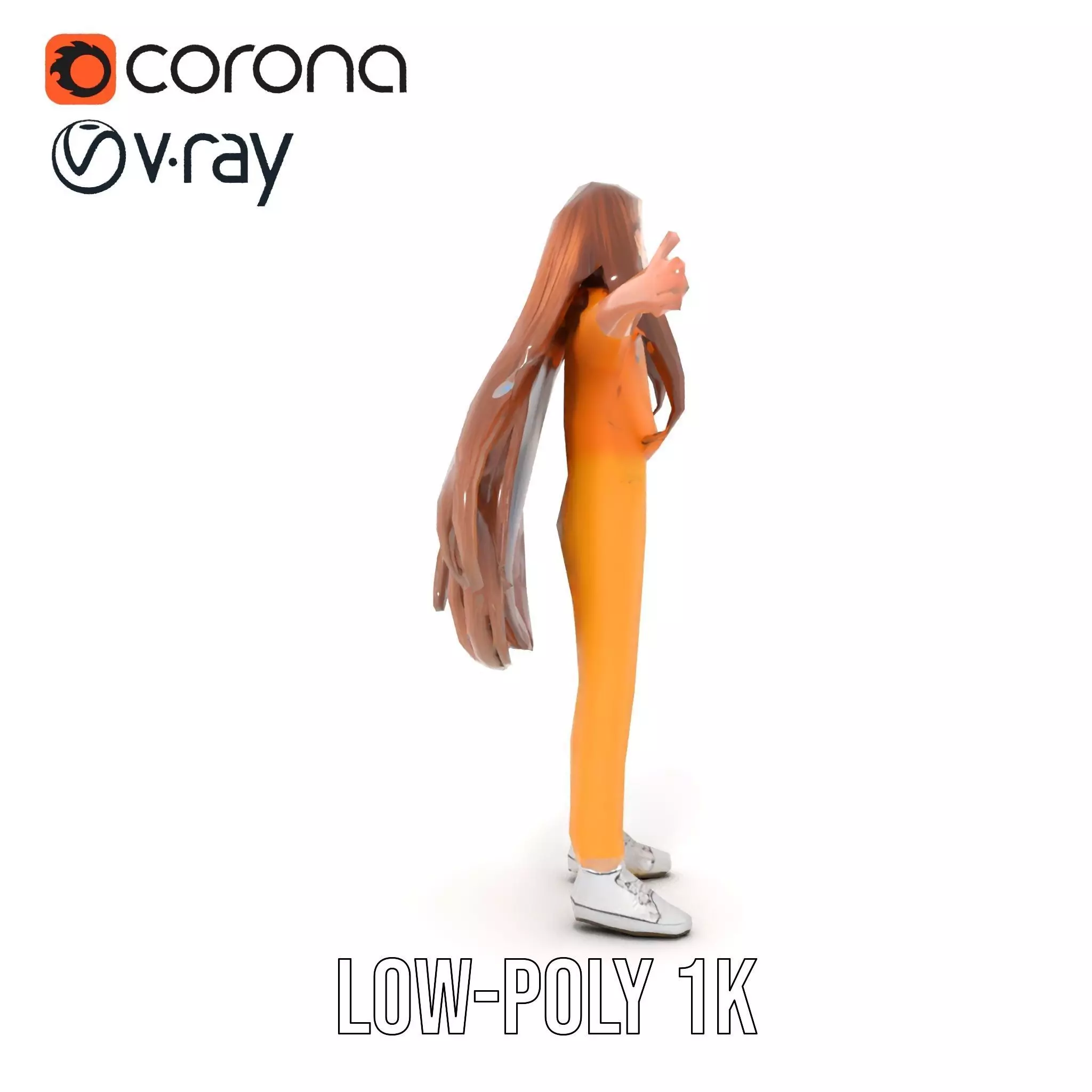 Casual Fashion Girl Character Model Pack Low-poly 3D model_19