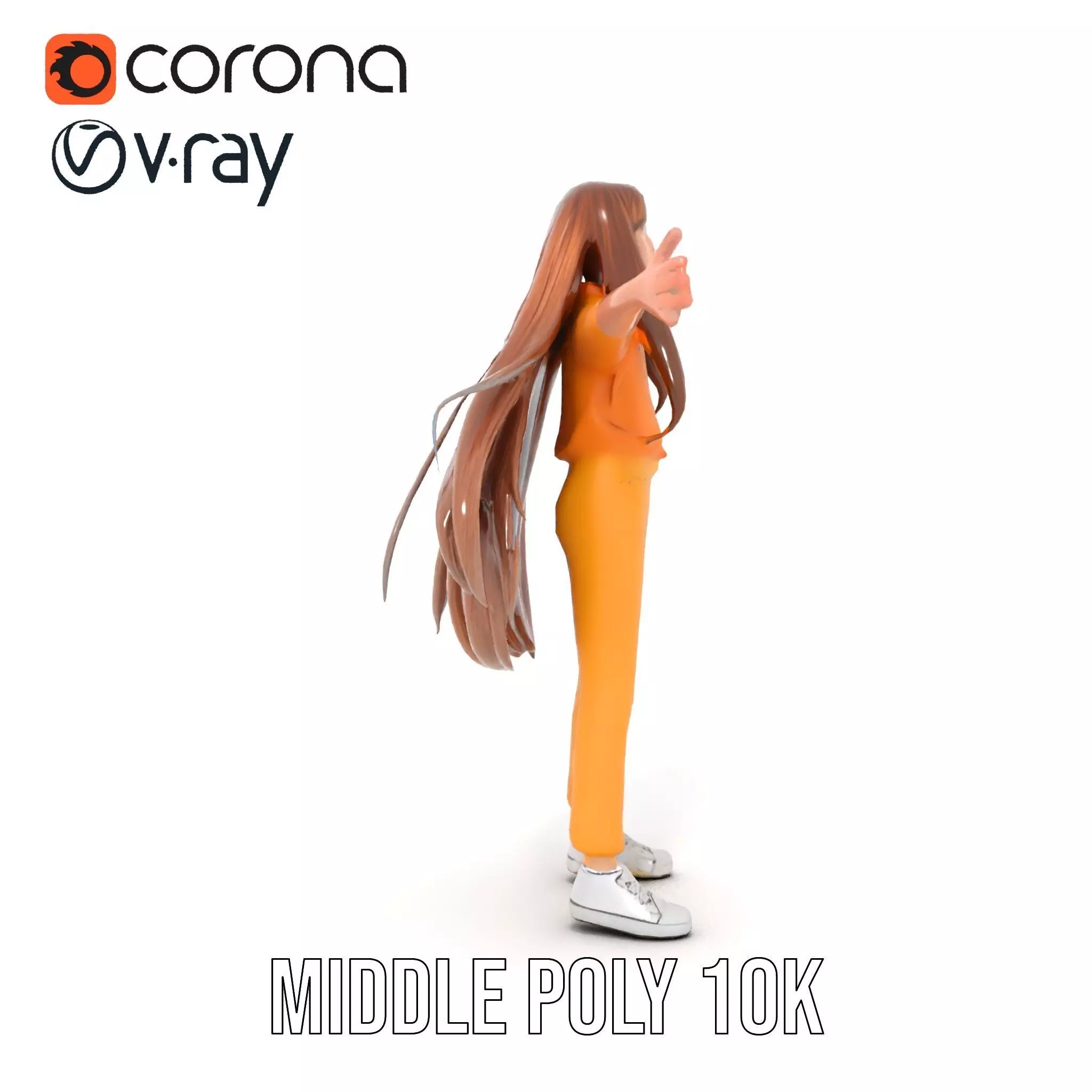 Casual Fashion Girl Character Model Pack Low-poly 3D model_29