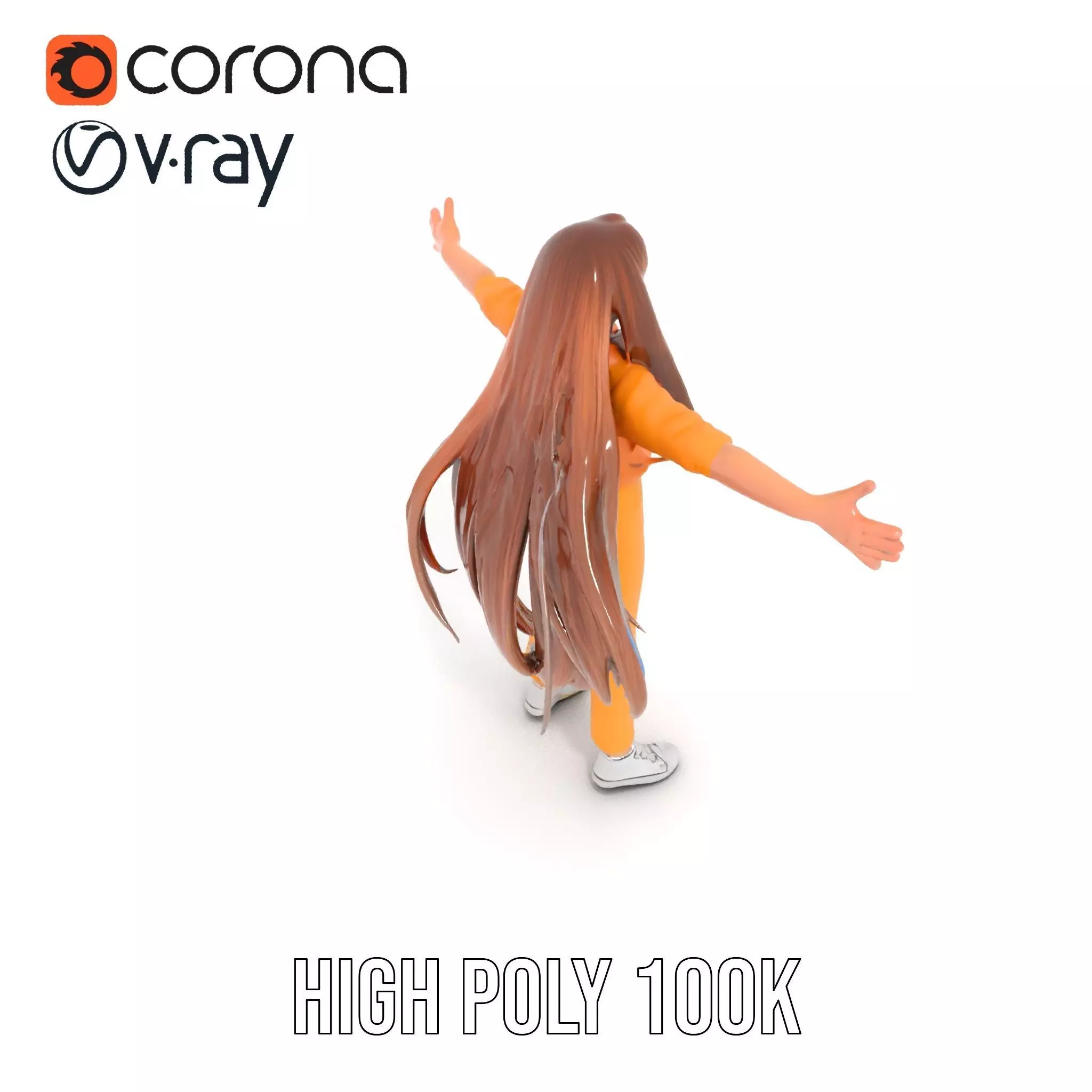 Casual Fashion Girl Character Model Pack Low-poly 3D model_11