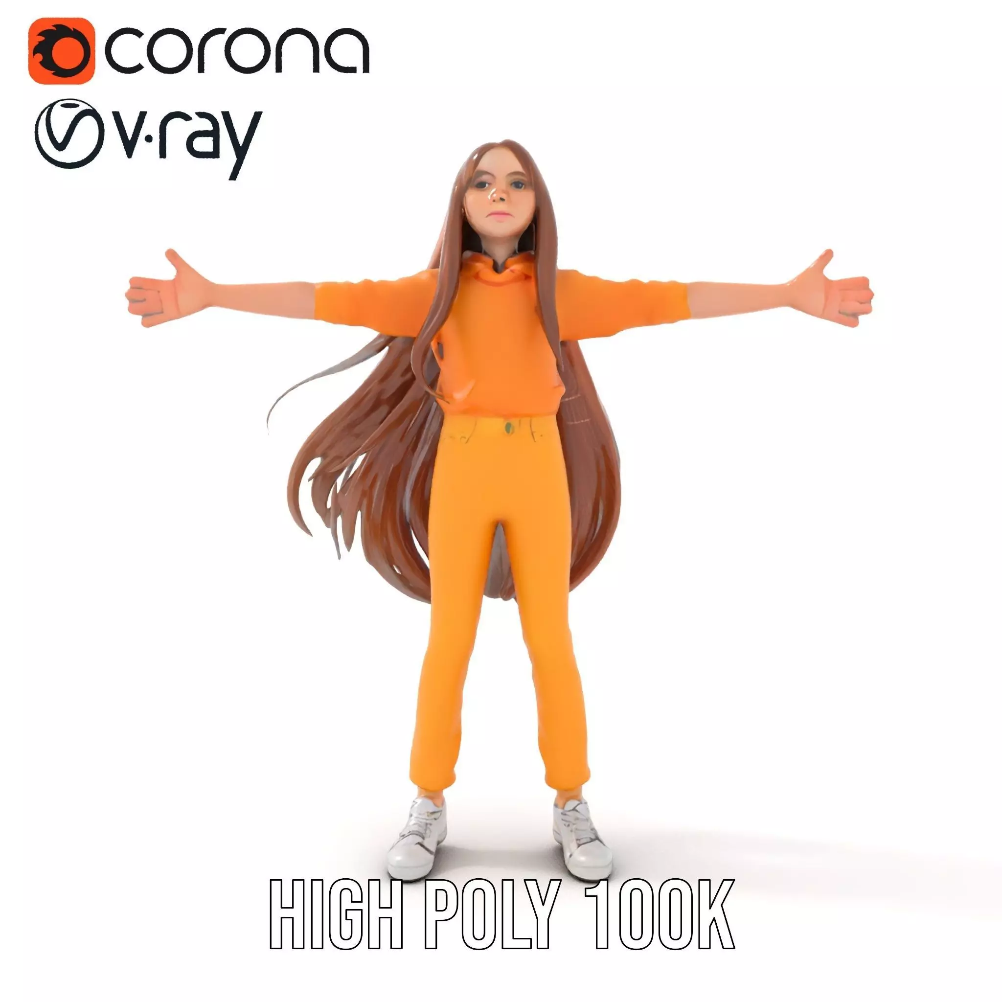 Casual Fashion Girl Character Model Pack Low-poly 3D model_20