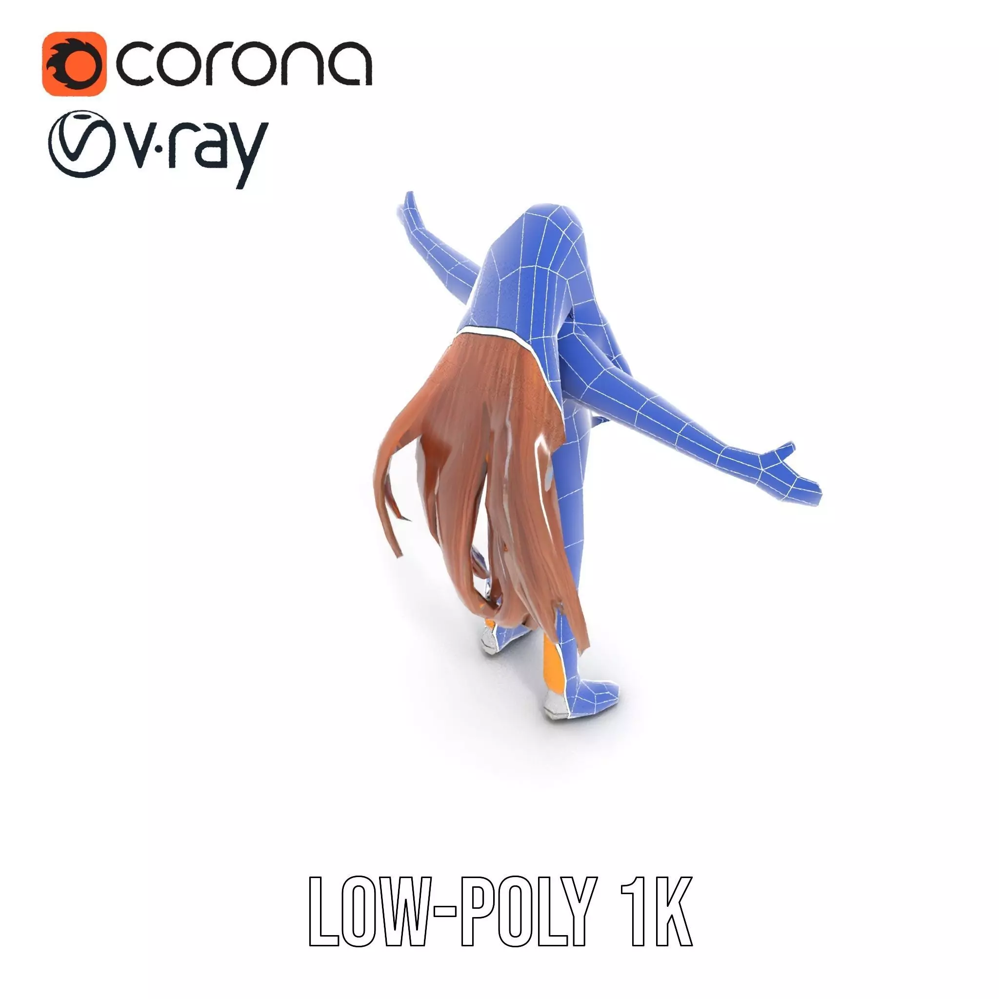 Casual Fashion Girl Character Model Pack Low-poly 3D model_16