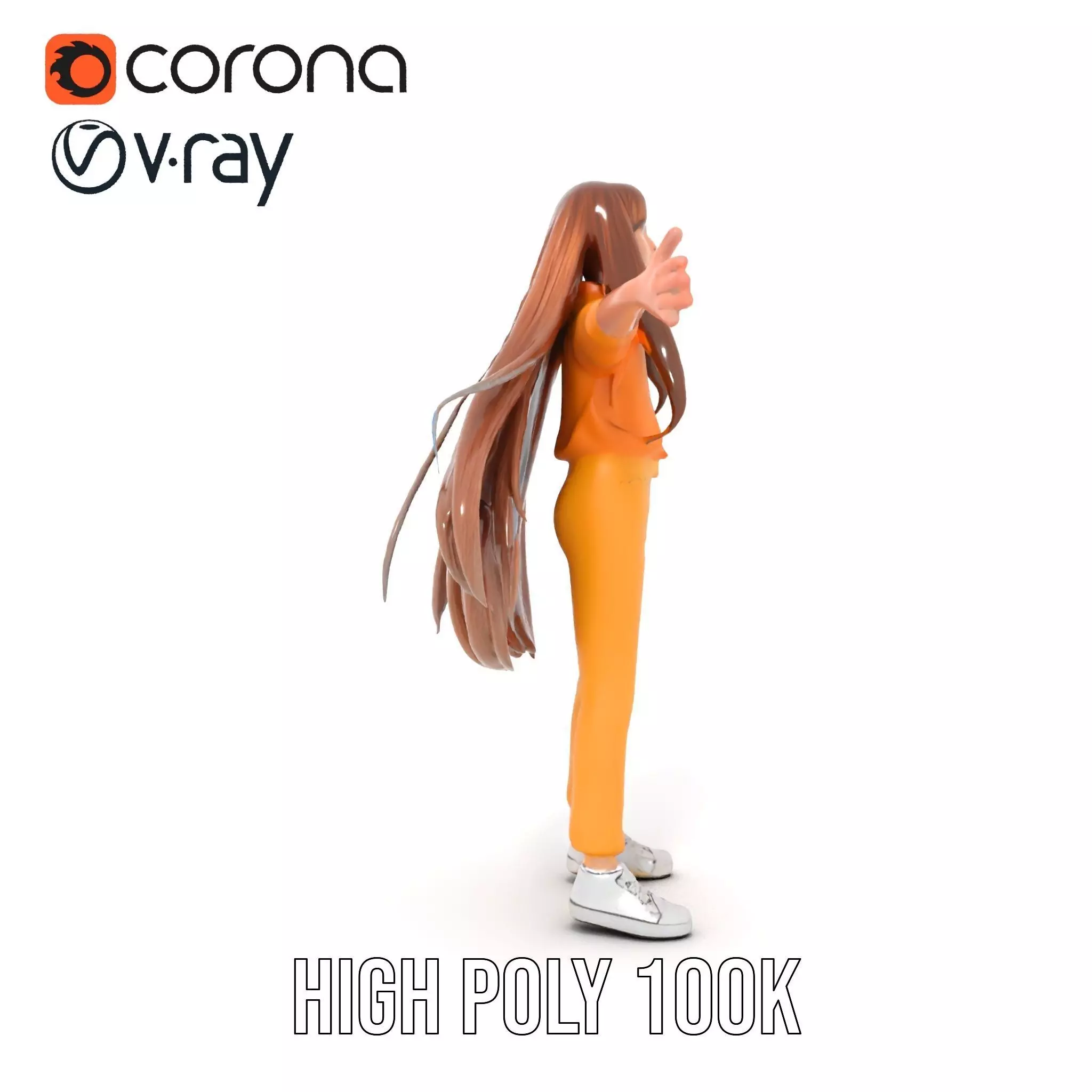 Casual Fashion Girl Character Model Pack Low-poly 3D model_23