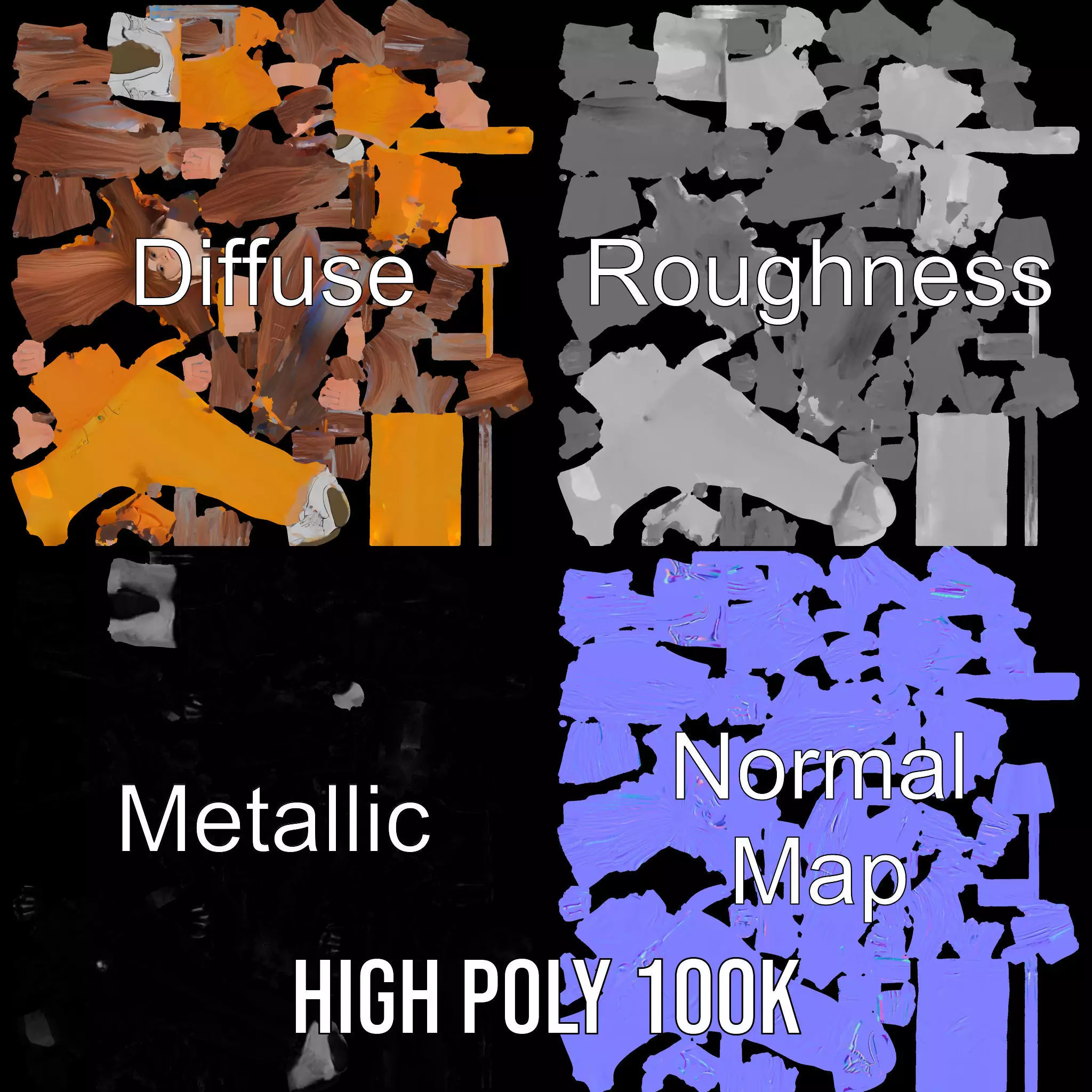 Casual Fashion Girl Character Model Pack Low-poly 3D model_3