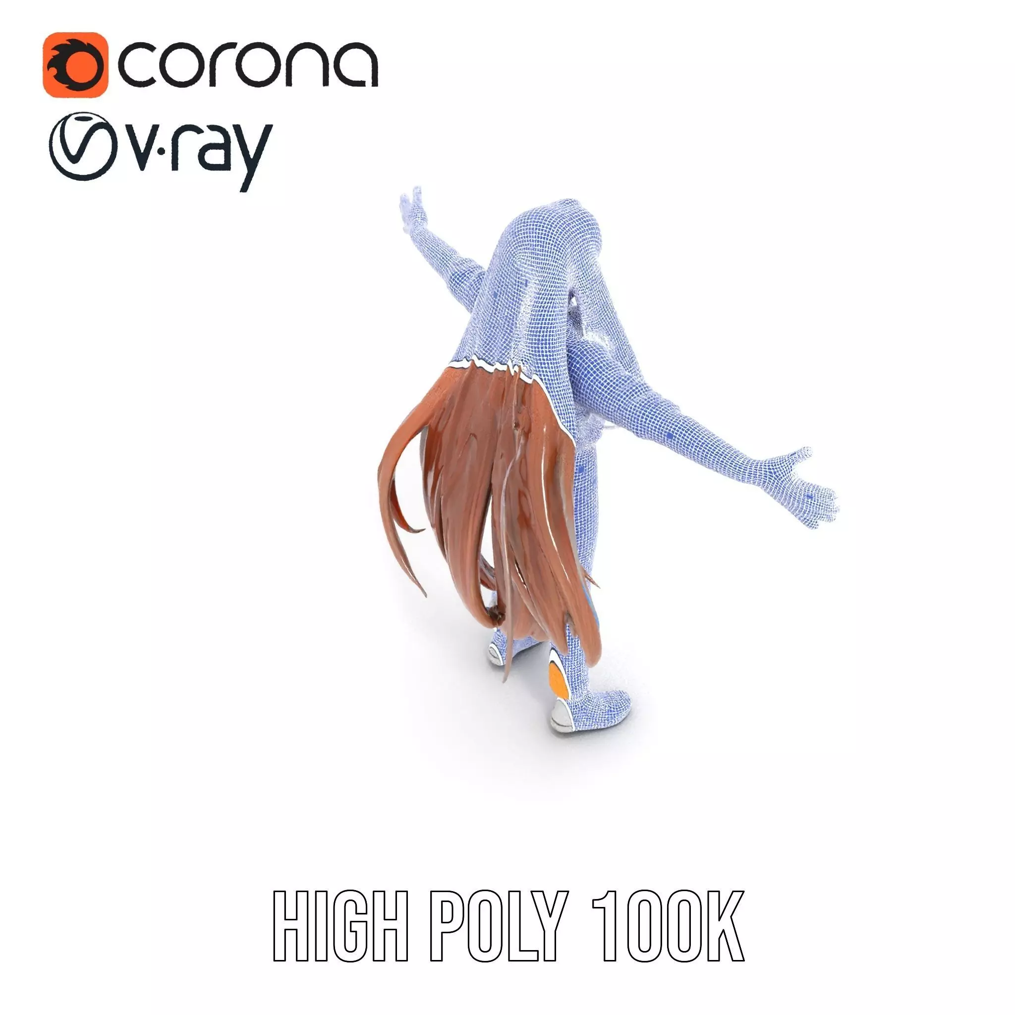 Casual Fashion Girl Character Model Pack Low-poly 3D model_17