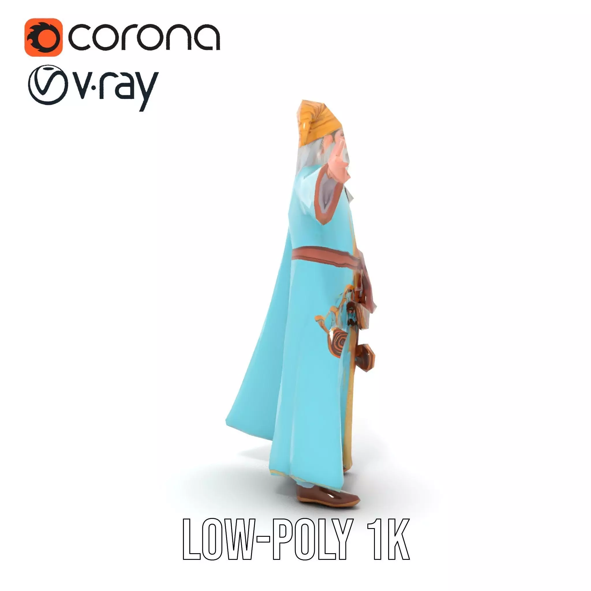 Wizard Character Model Pack with Detailed Robes Low-poly 3D model_22
