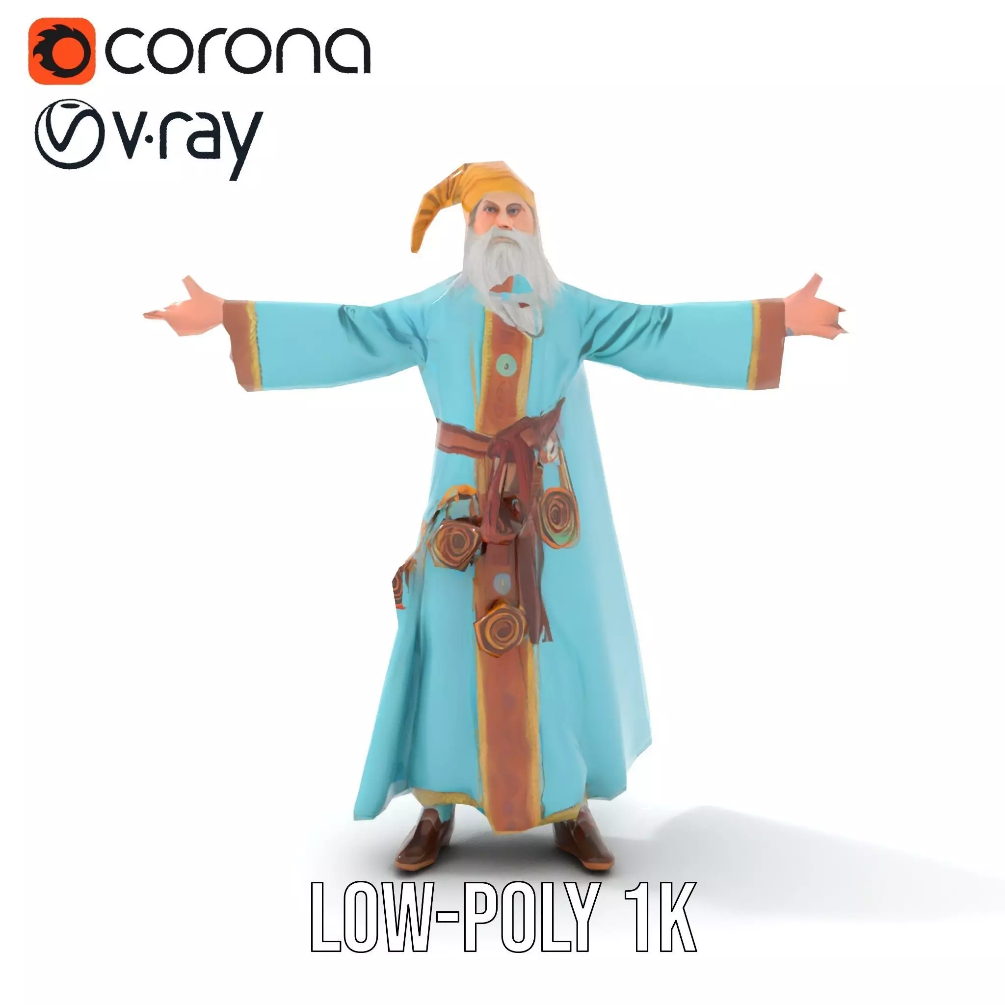 Wizard Character Model Pack with Detailed Robes Low-poly 3D model_19