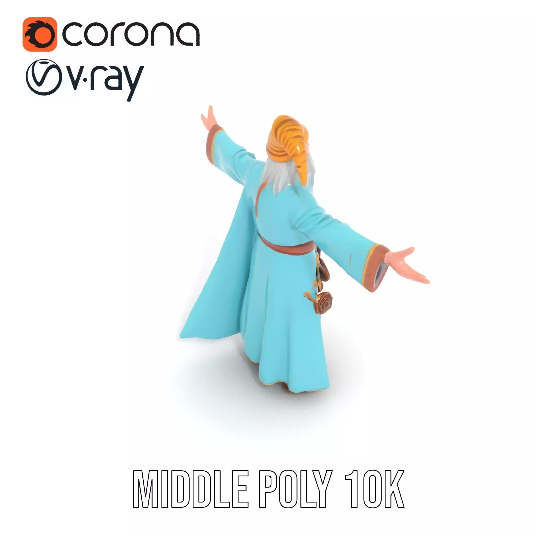 Wizard Character Model Pack with Detailed Robes Low-poly 3D model_6
