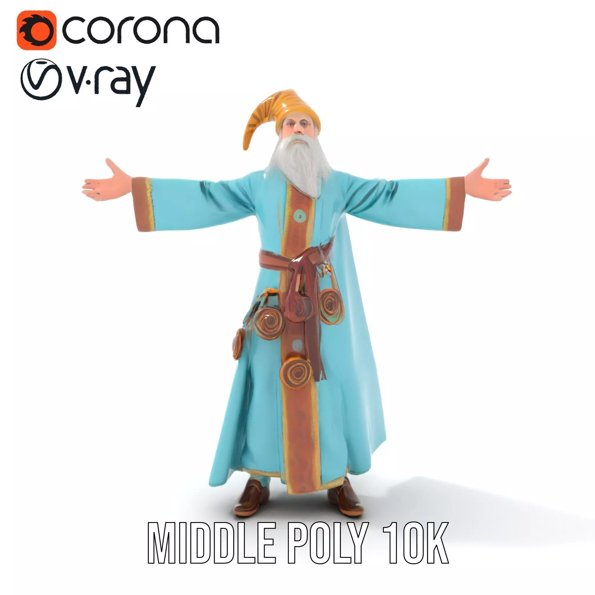 Wizard Character Model Pack with Detailed Robes Low-poly 3D model_21
