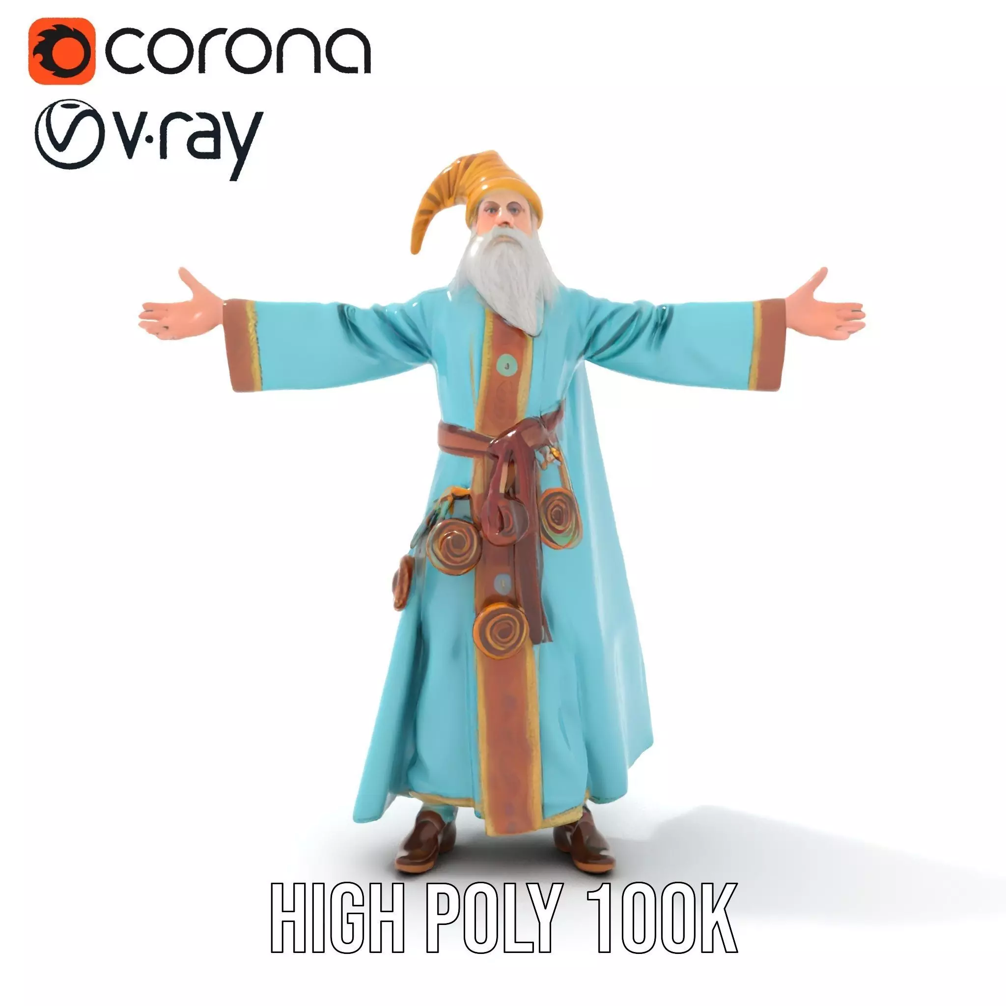 Wizard Character Model Pack with Detailed Robes Low-poly 3D model_17