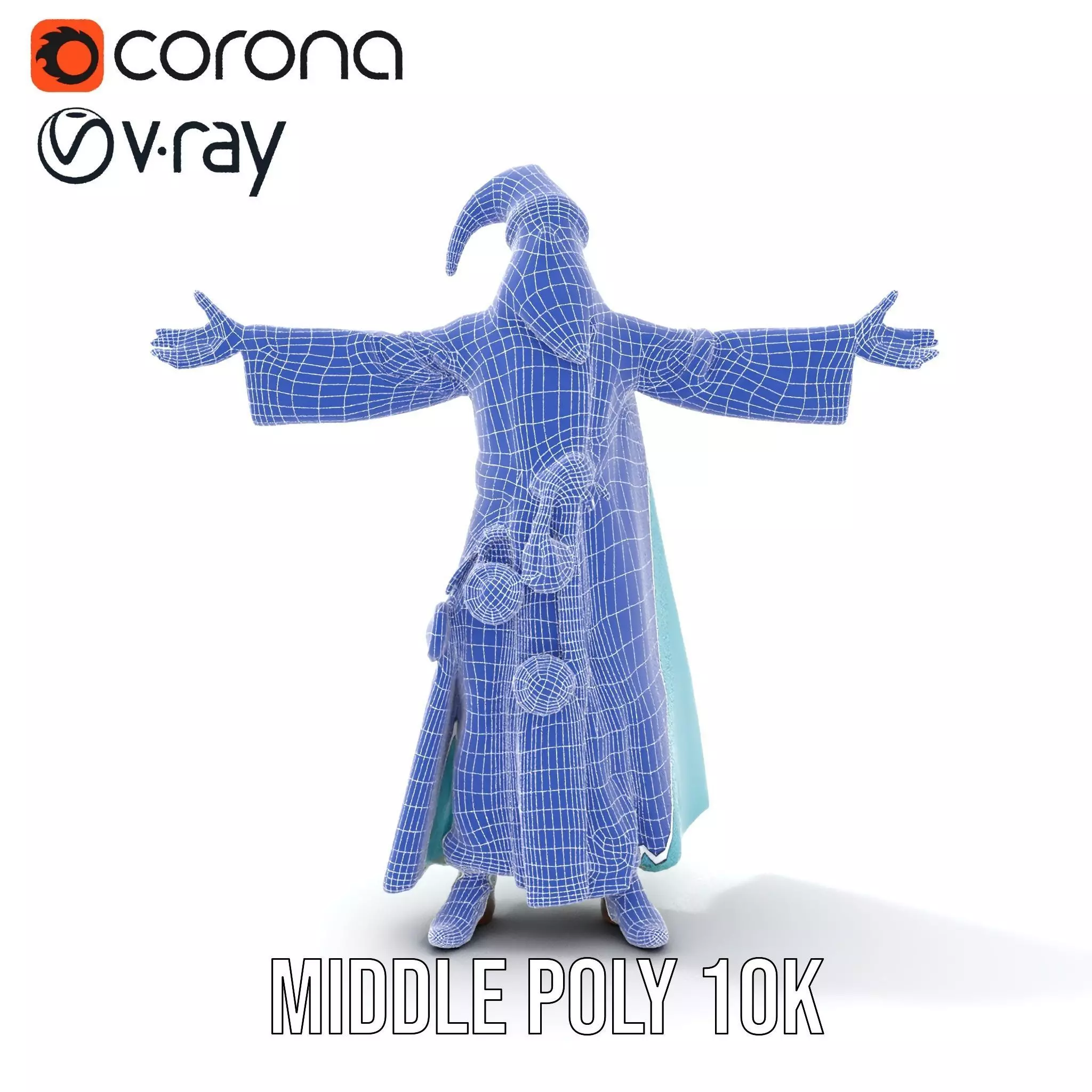 Wizard Character Model Pack with Detailed Robes Low-poly 3D model_24