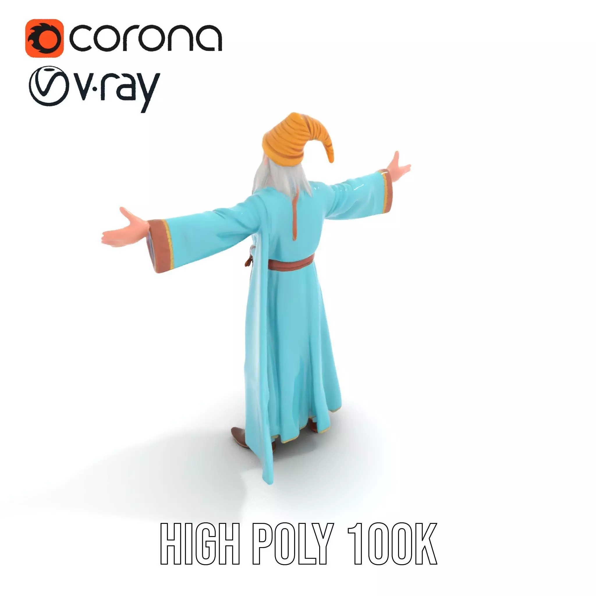 Wizard Character Model Pack with Detailed Robes Low-poly 3D model_20