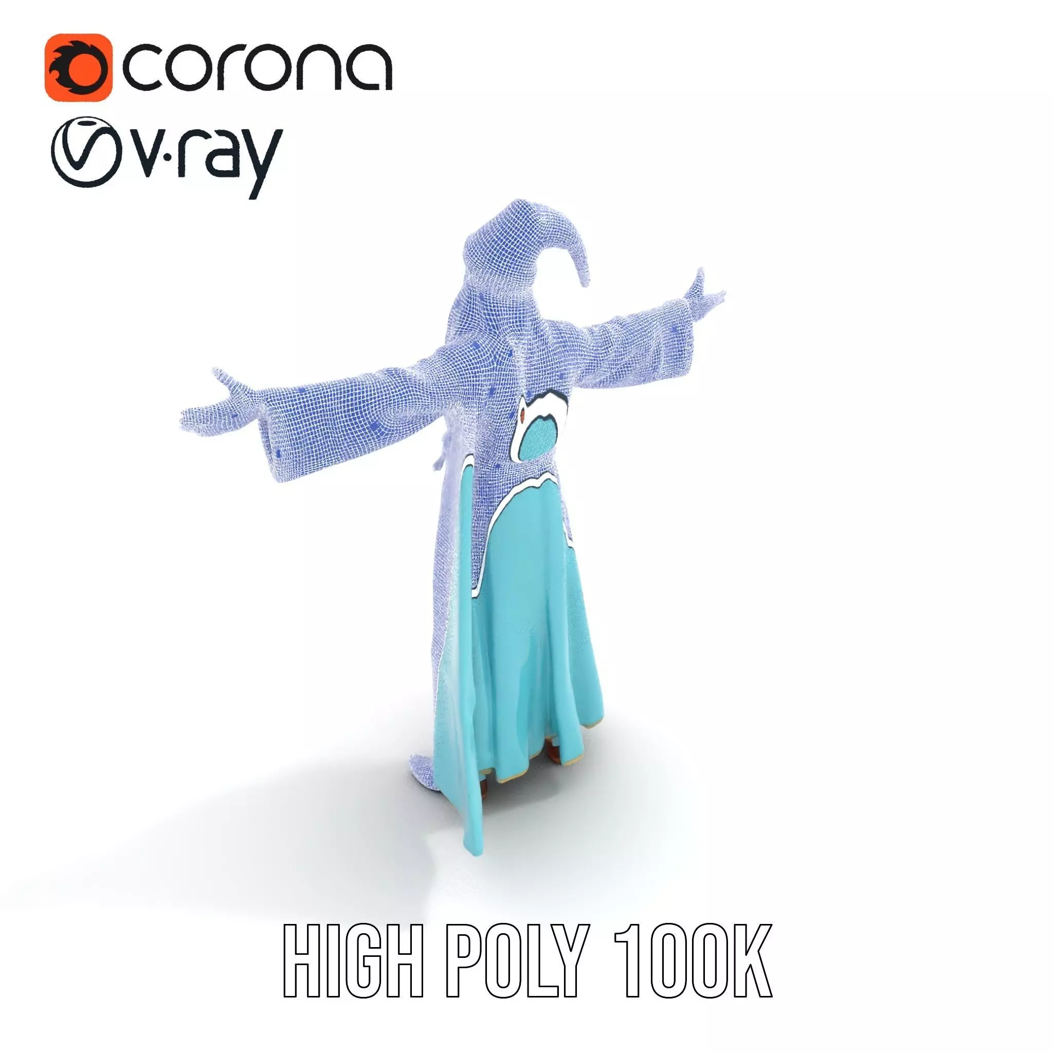 Wizard Character Model Pack with Detailed Robes Low-poly 3D model_31