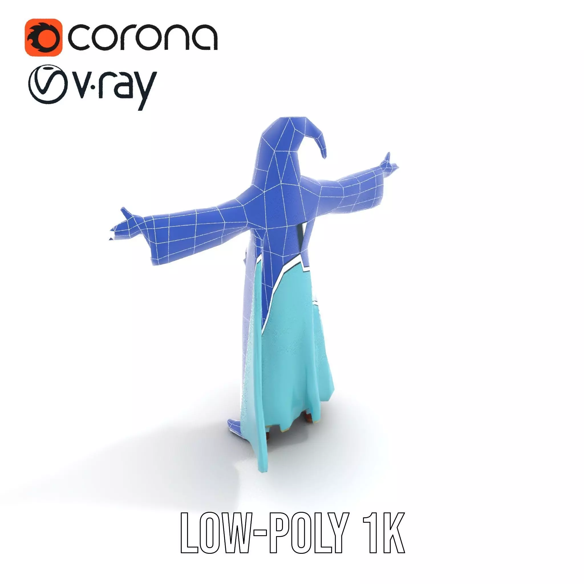 Wizard Character Model Pack with Detailed Robes Low-poly 3D model_16