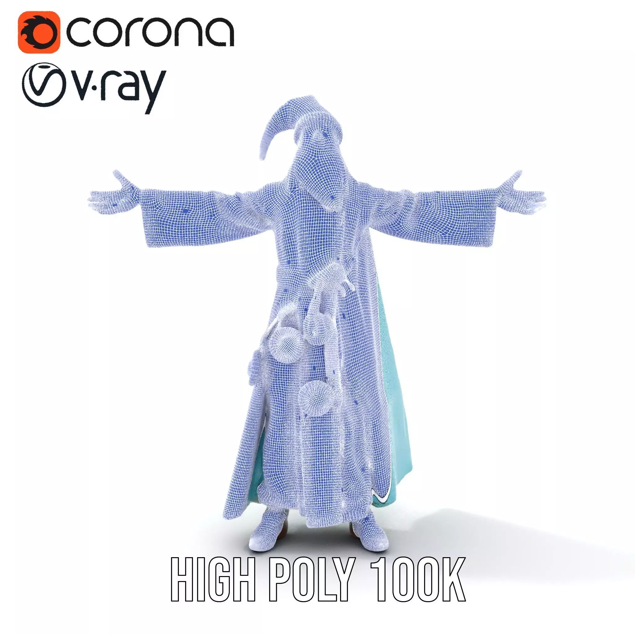 Wizard Character Model Pack with Detailed Robes Low-poly 3D model_33