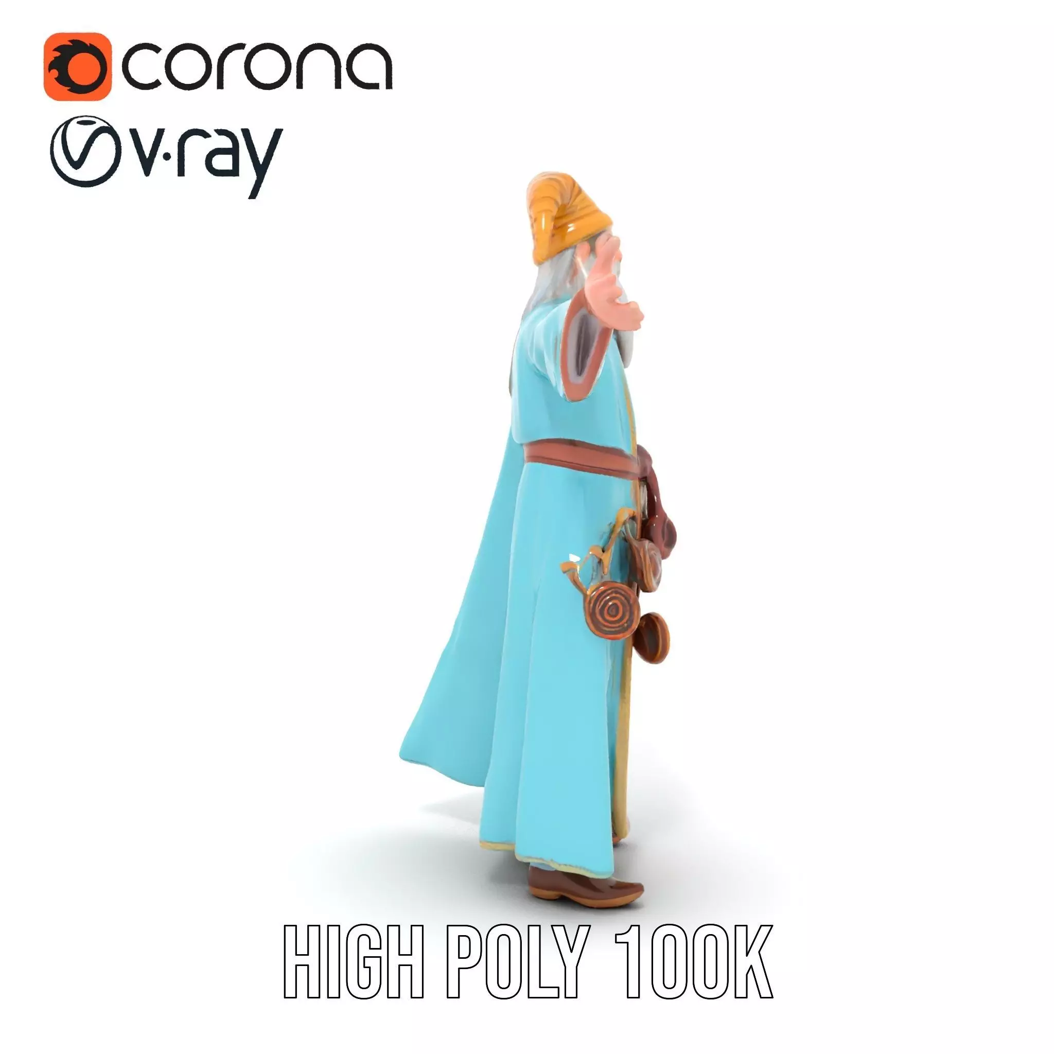 Wizard Character Model Pack with Detailed Robes Low-poly 3D model_14