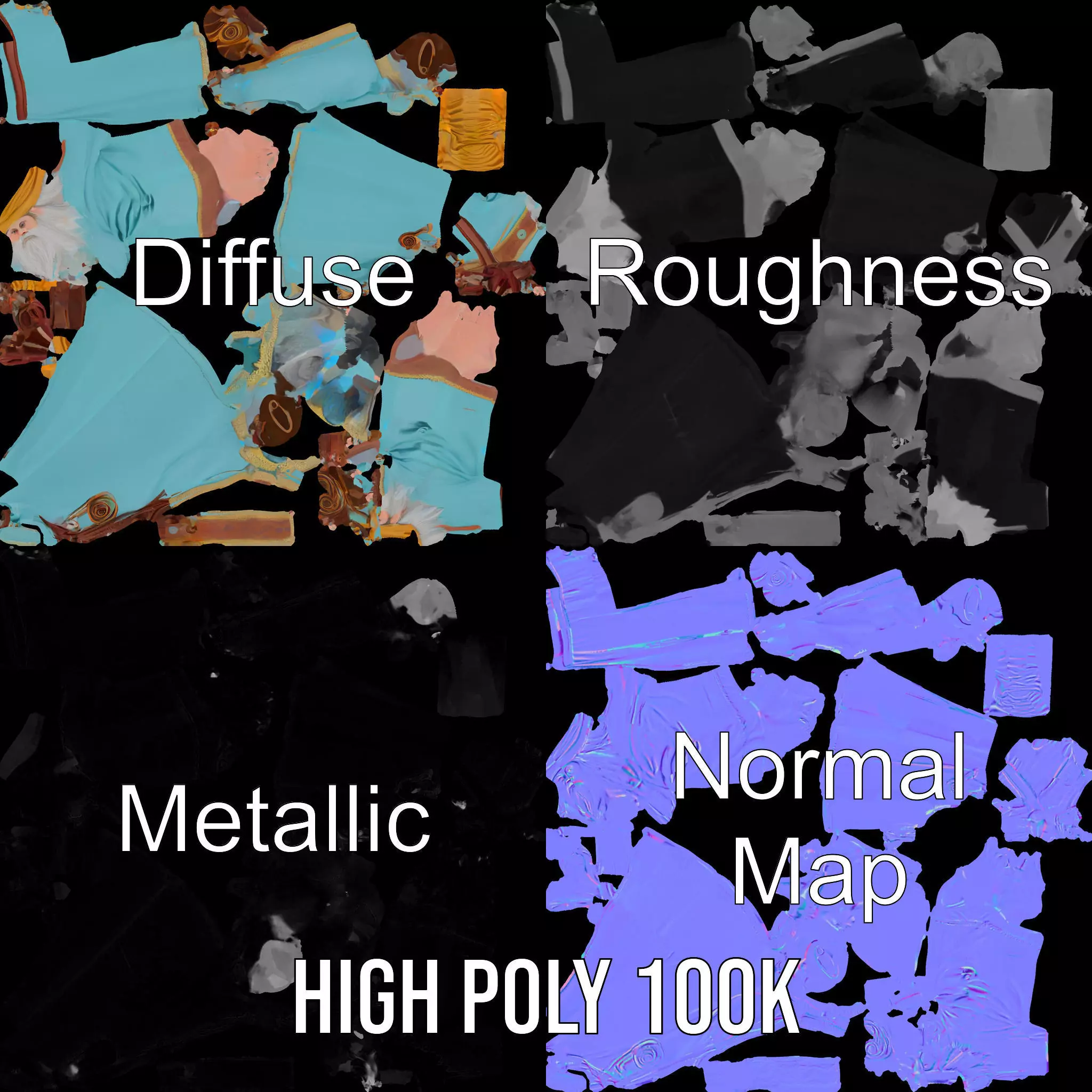 Wizard Character Model Pack with Detailed Robes Low-poly 3D model_3