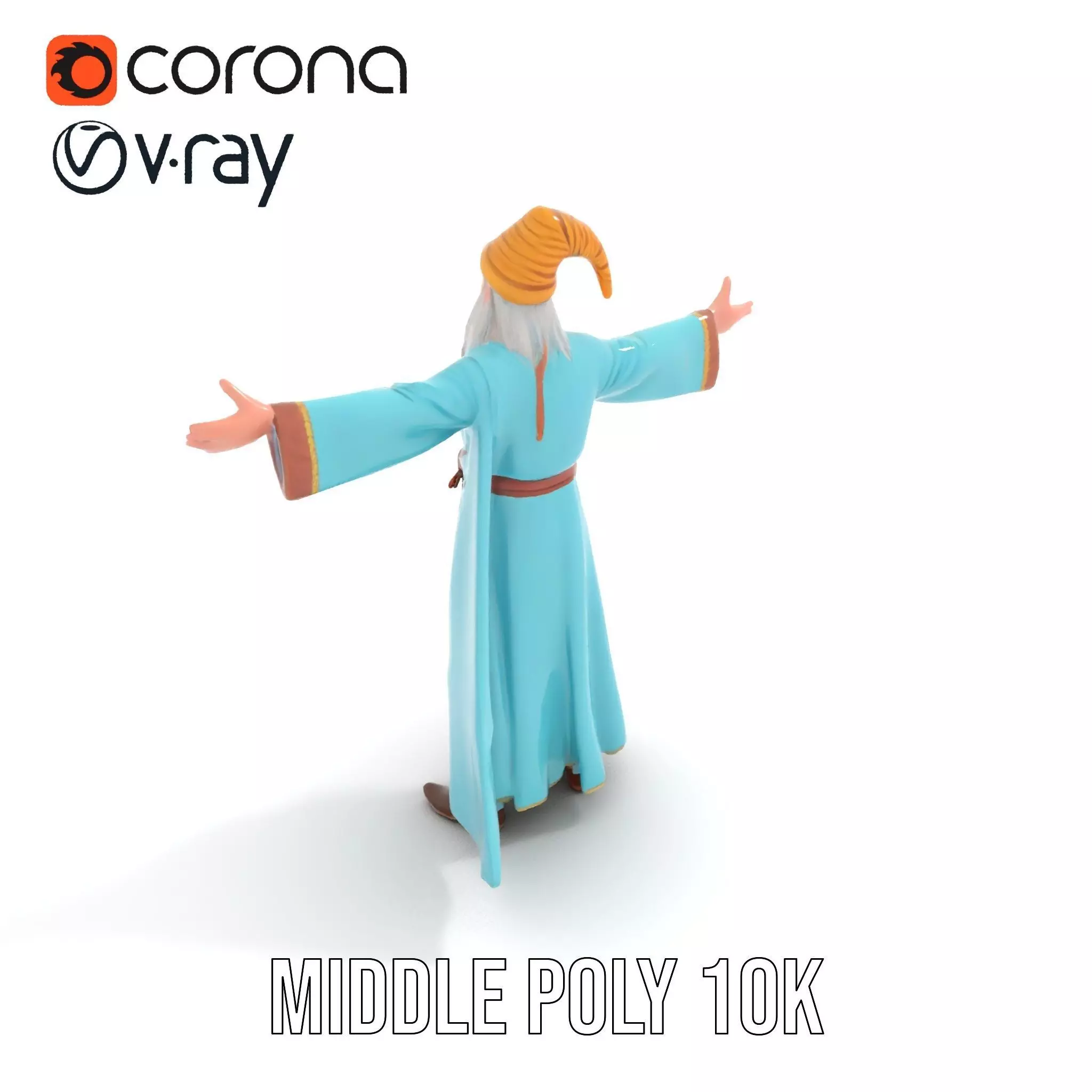 Wizard Character Model Pack with Detailed Robes Low-poly 3D model_10