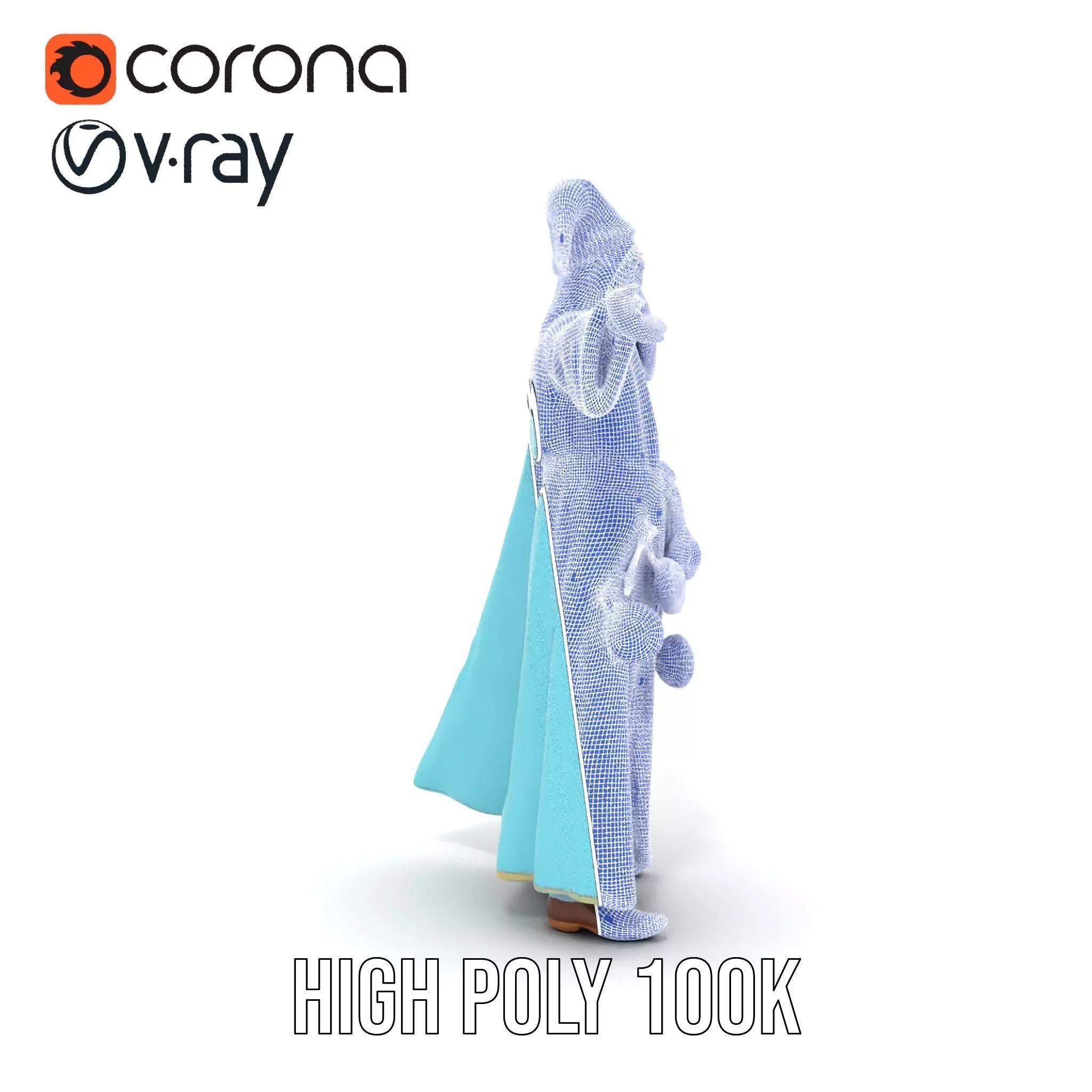 Wizard Character Model Pack with Detailed Robes Low-poly 3D model_34