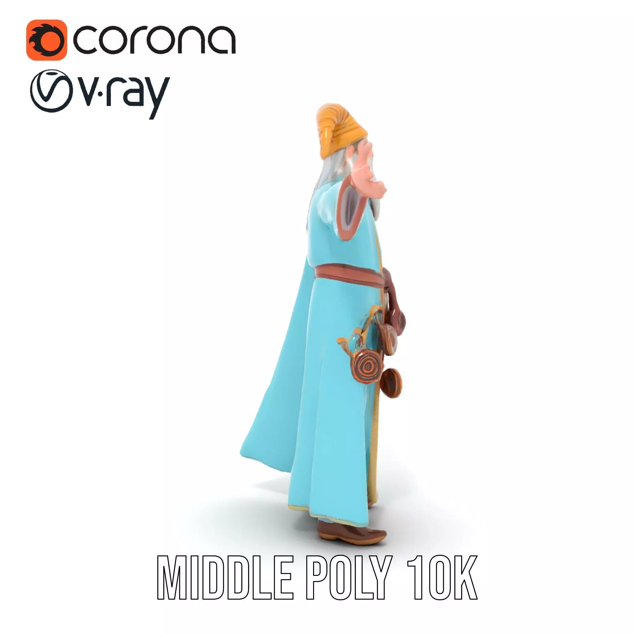 Wizard Character Model Pack with Detailed Robes Low-poly 3D model_5