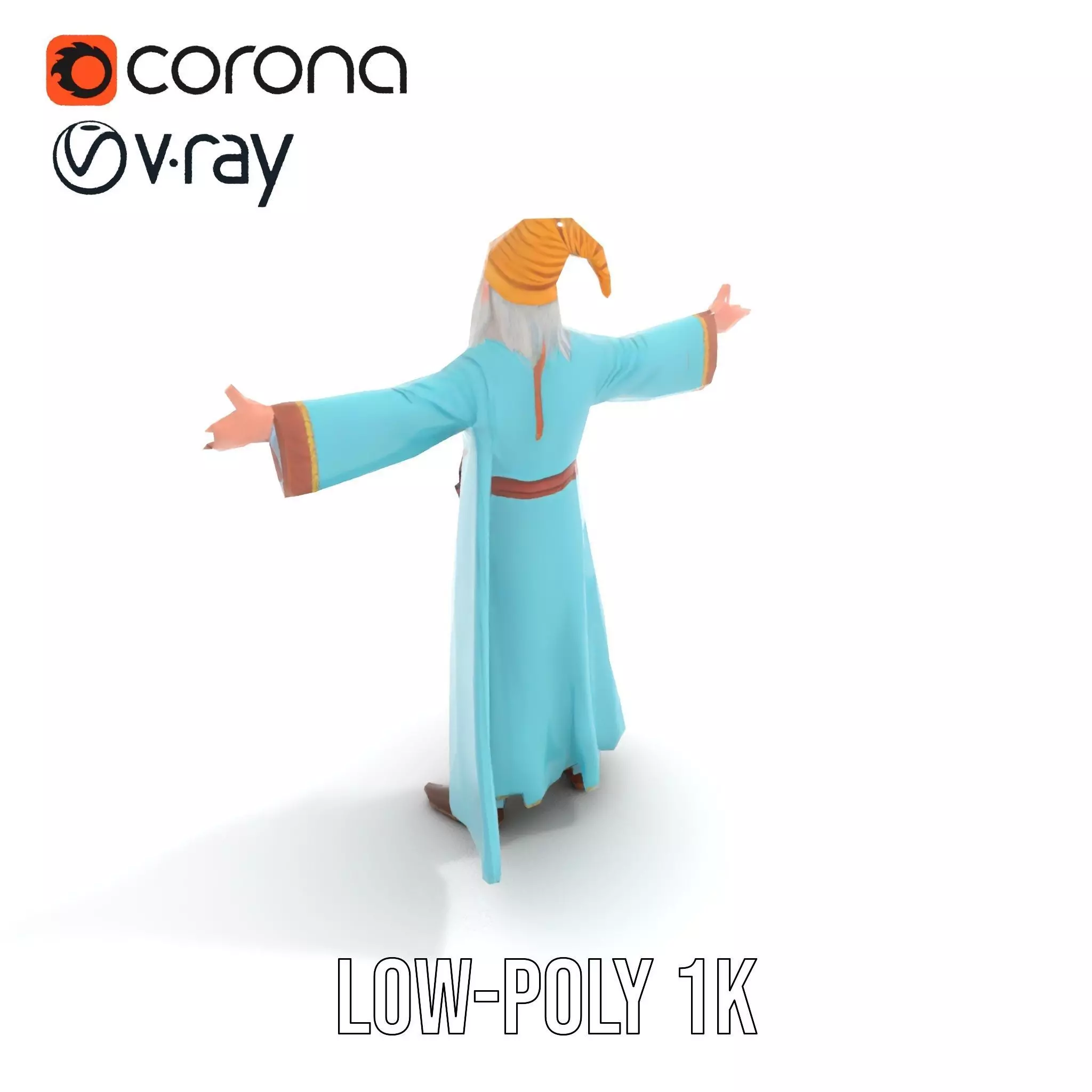 Wizard Character Model Pack with Detailed Robes Low-poly 3D model_7