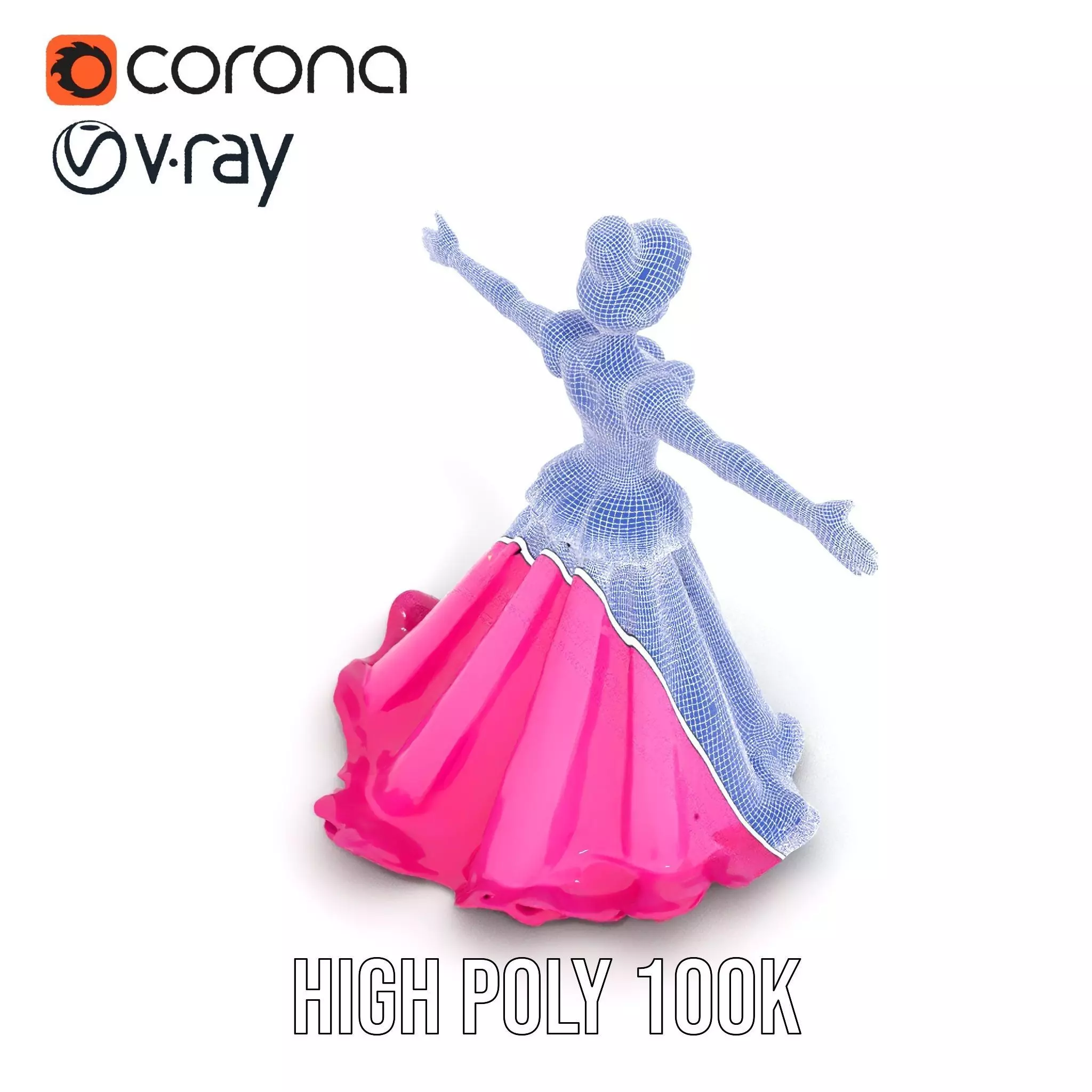 Elegant Princess Character Model Pack with Detailed Textures Low-poly 3D model_32