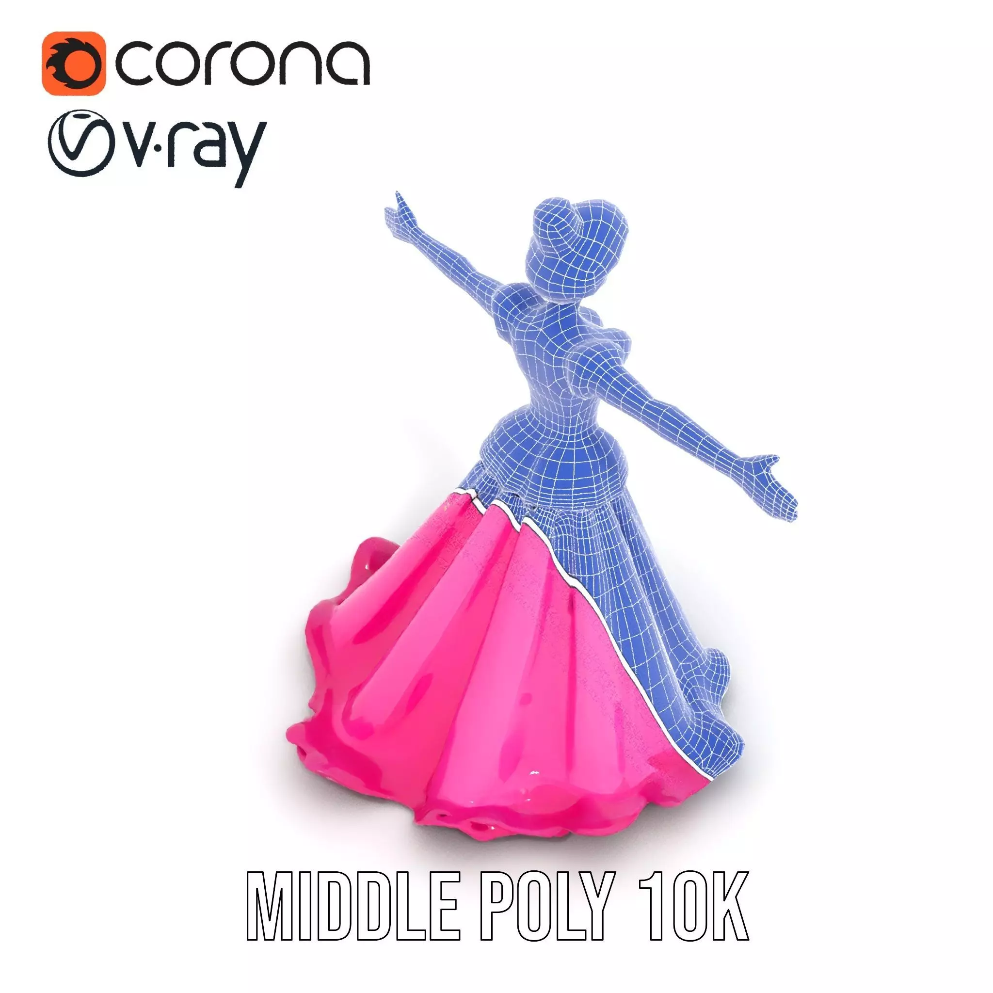 Elegant Princess Character Model Pack with Detailed Textures Low-poly 3D model_5